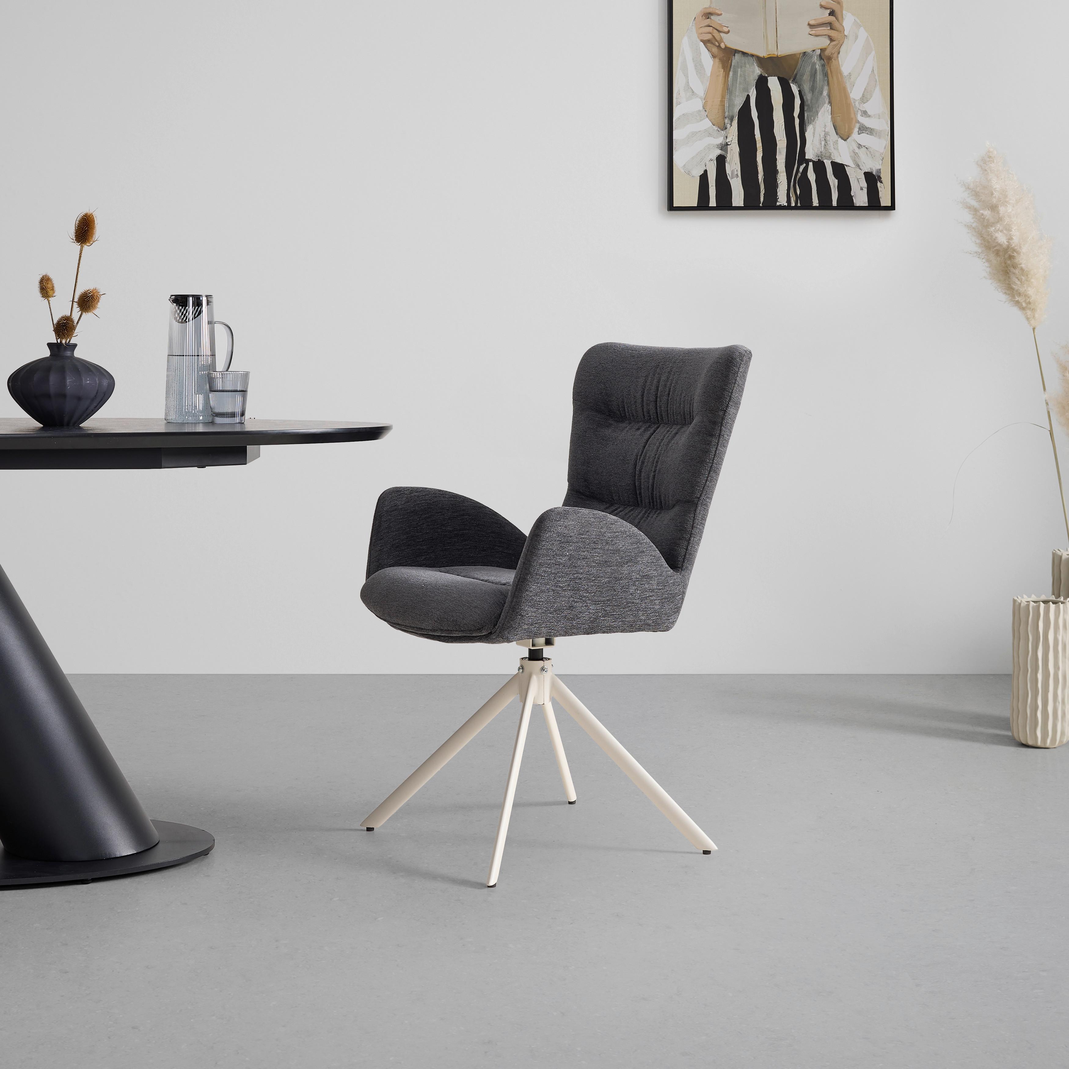 STOL MED ARMSTÖD STELLA - beige/grå, Design, metall/textil (58/91/65cm) - Mömax