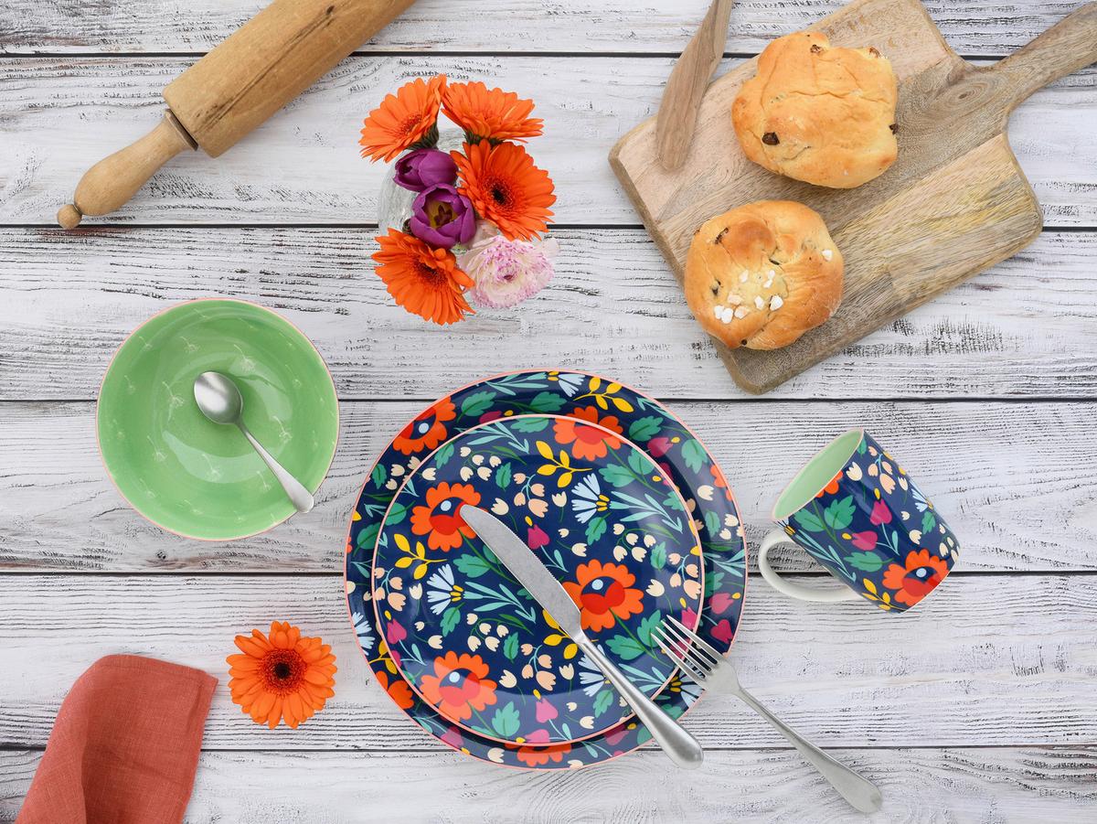 Jedilni Servis Folklore Blue, 12-Delni - večbarvno, Design, keramika - Creatable