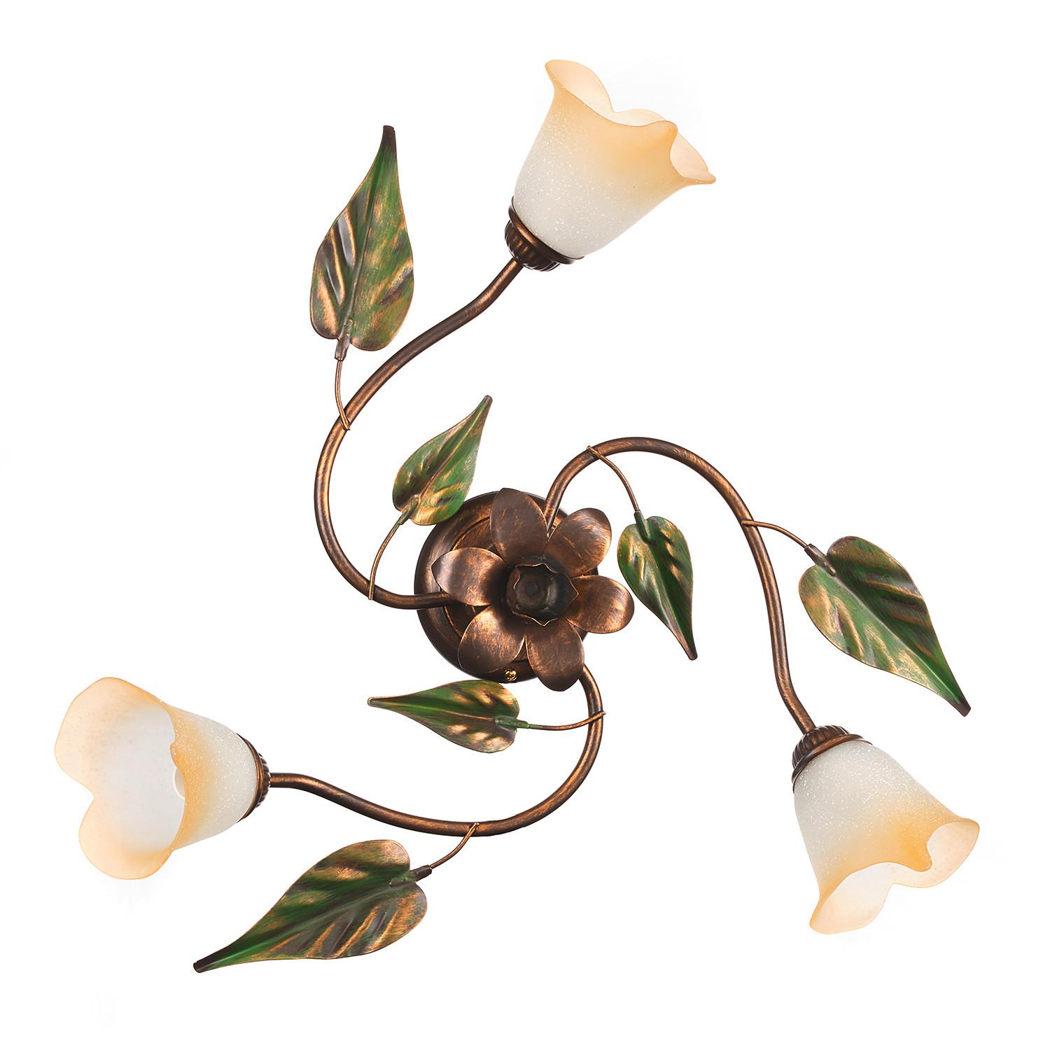 Deckenleuchte Miranda Bronze/Olivgrün max. 6 Watt - Bronzefarben/Olivgrün, ROMANTIK / LANDHAUS, Glas/Metall (50/20/50cm)