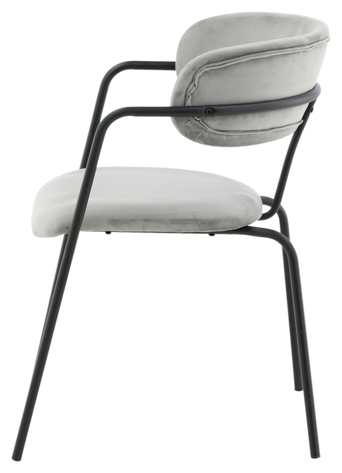 Stuhl-Set Arrow 2er-Set ca. 58x79 cm Samt Grau - Schwarz/Grau, Design, Textil/Metall (58/79/61cm) - Livetastic