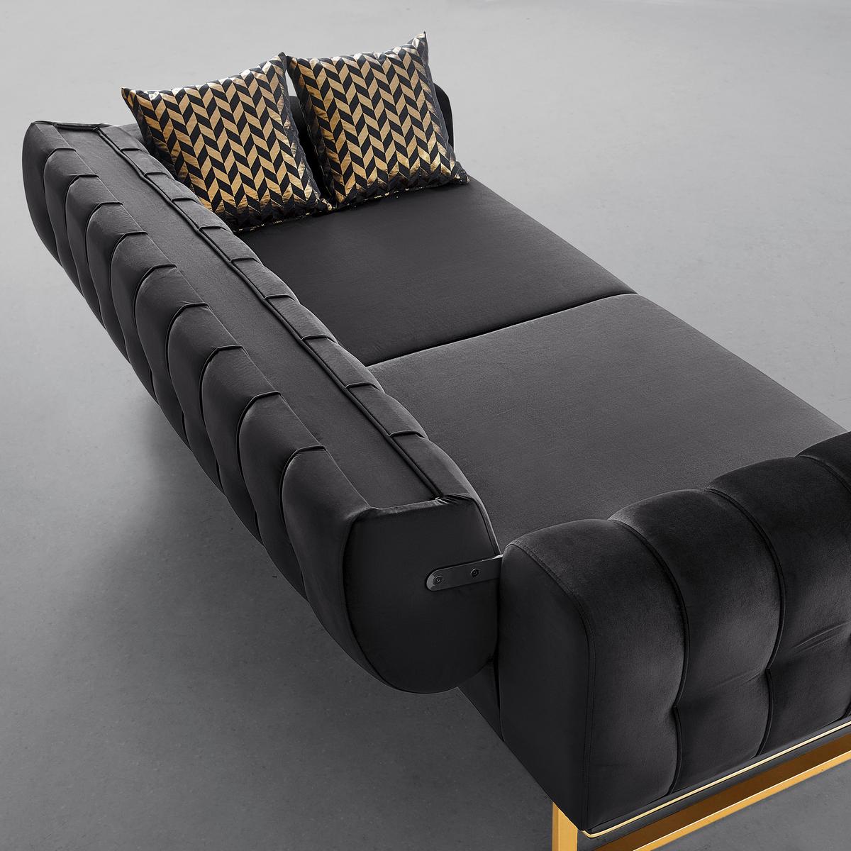 3-Sitzer-Sofa Aile in Schwarz/Goldfarben - Goldfarben/Schwarz, LIFESTYLE, Textil (244/80/90cm) - Based