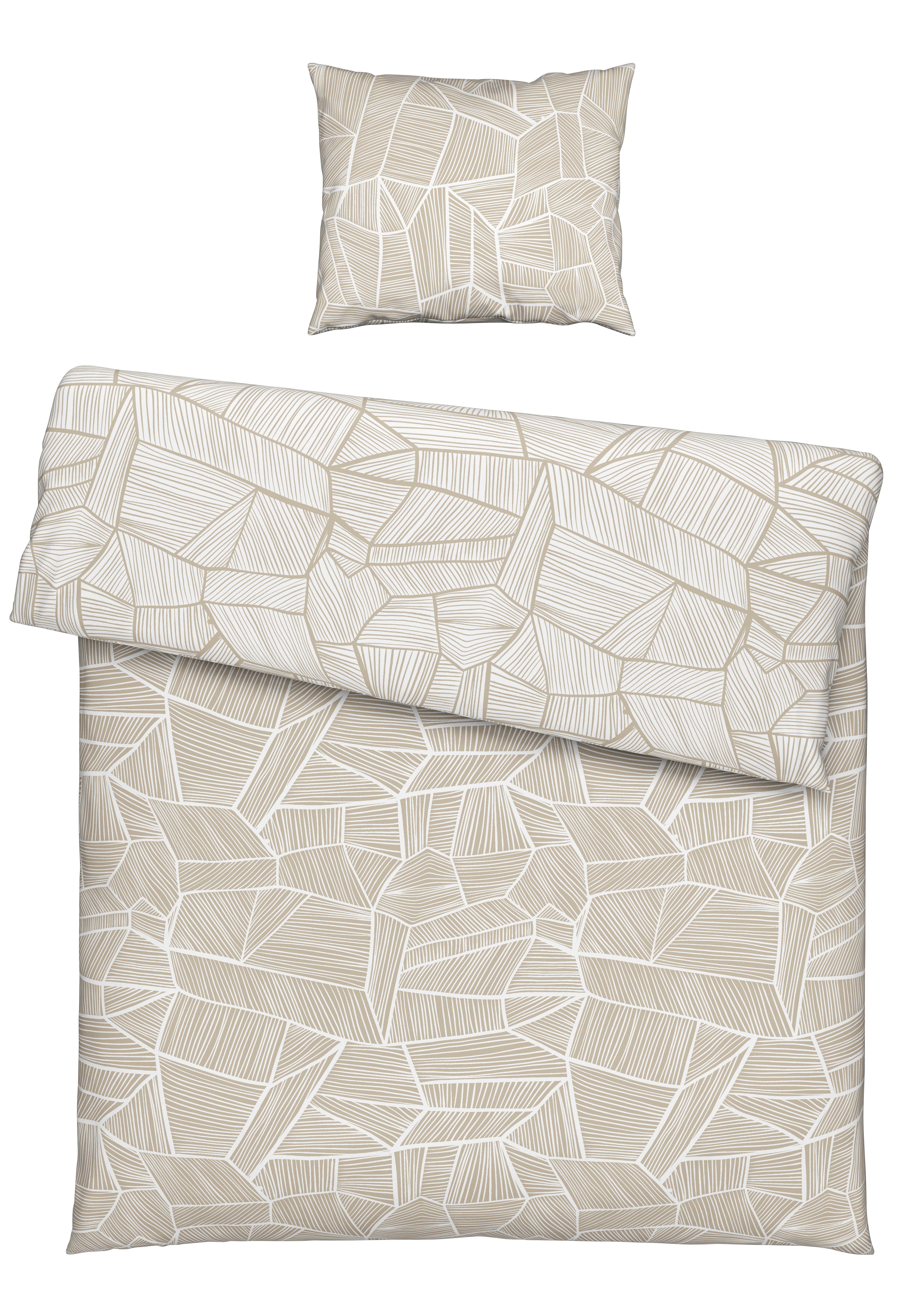 Bettwäsche Tessa Wende in Weiss/Beige ca. 160x210cm - Weiss/Beige, Konventionell, Textil (160/210cm) - Modern Living