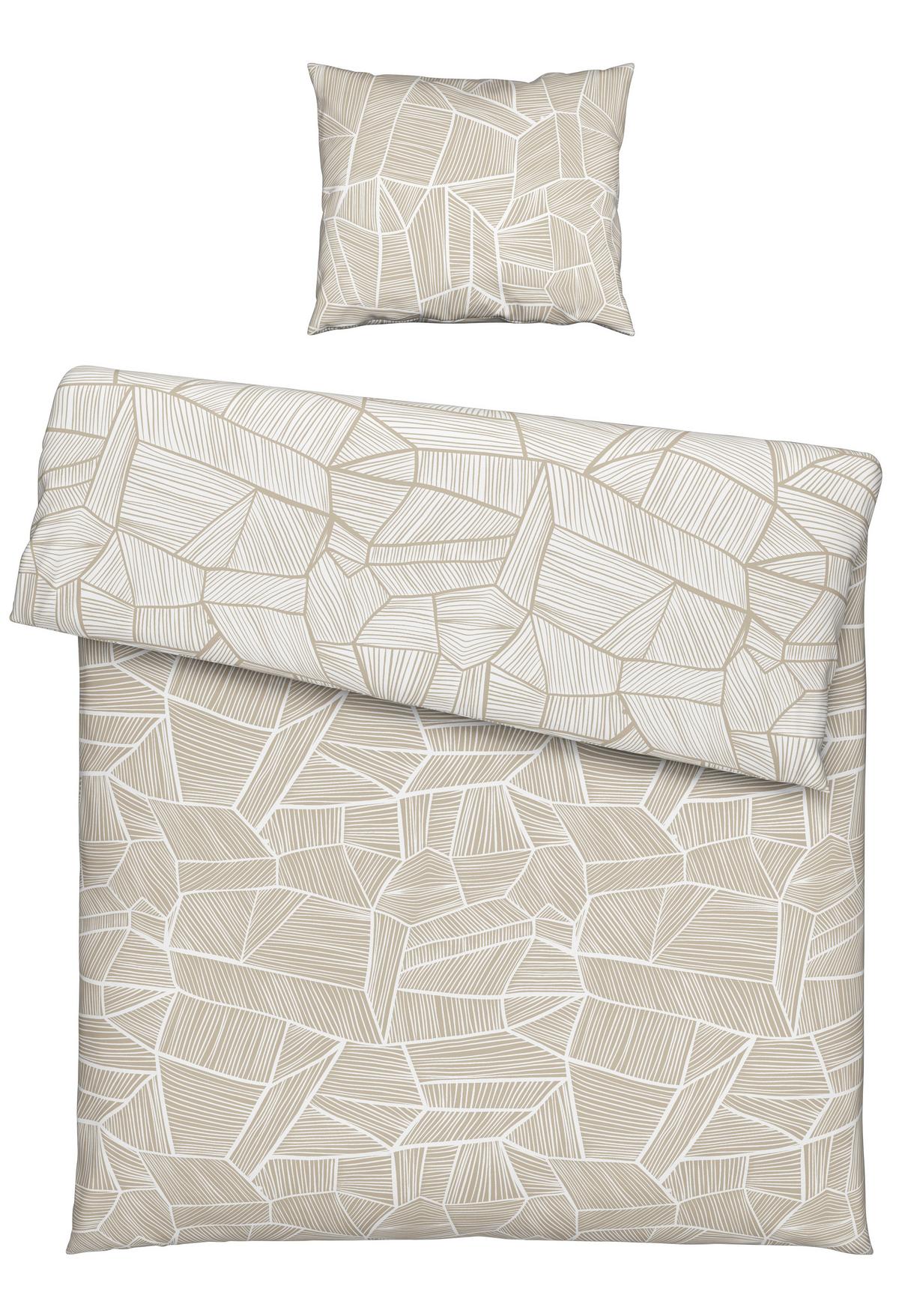 Bettwäsche Tessa Wende in Weiss/Beige ca. 160x210cm - Weiss/Beige, Konventionell, Textil (160/210cm) - Modern Living