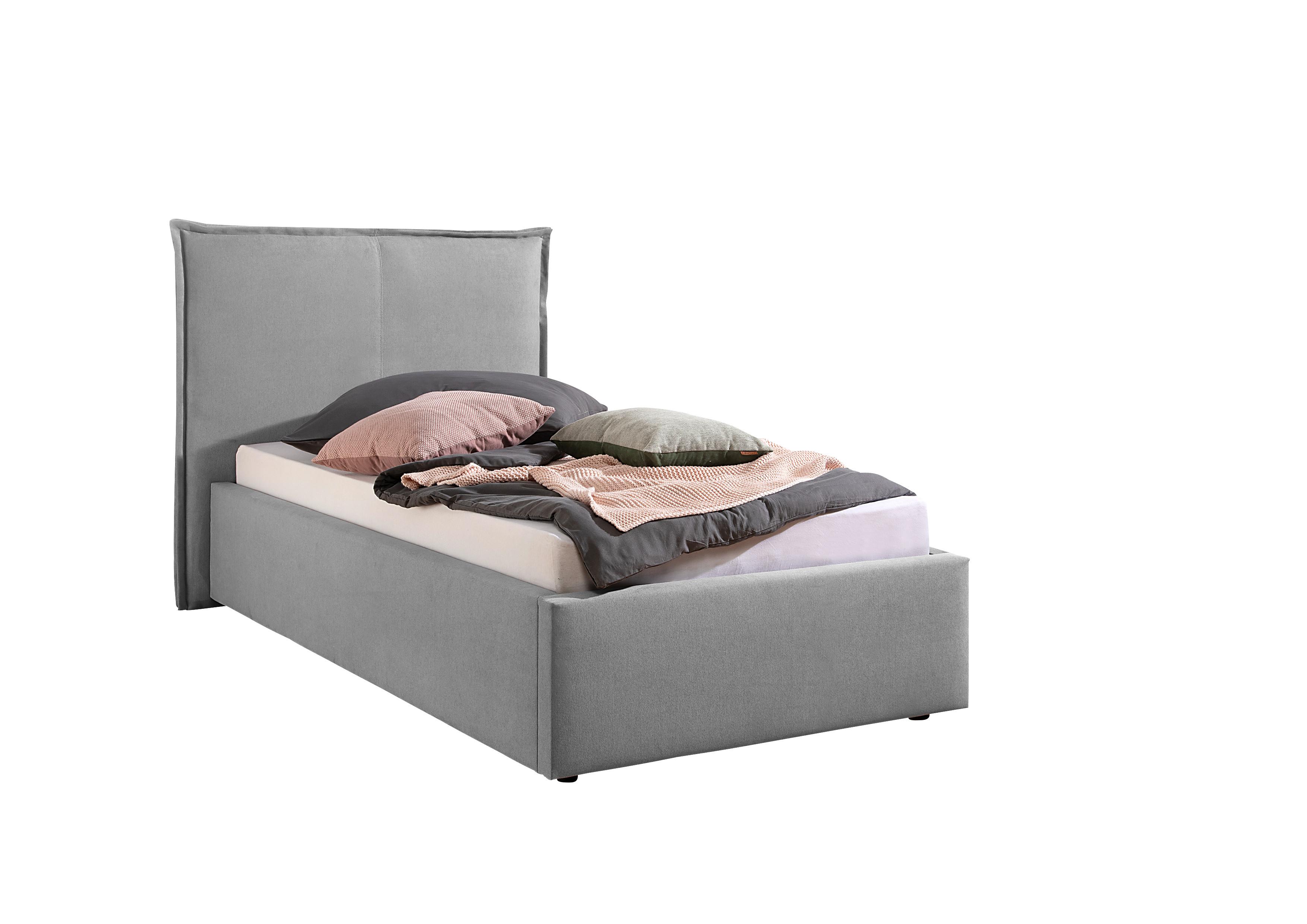 Polsterbett Stacey Grau ca. 100x200 cm - Schwarz/Grau, MODERN, Kunststoff/Textil (100/200cm) - Livetastic