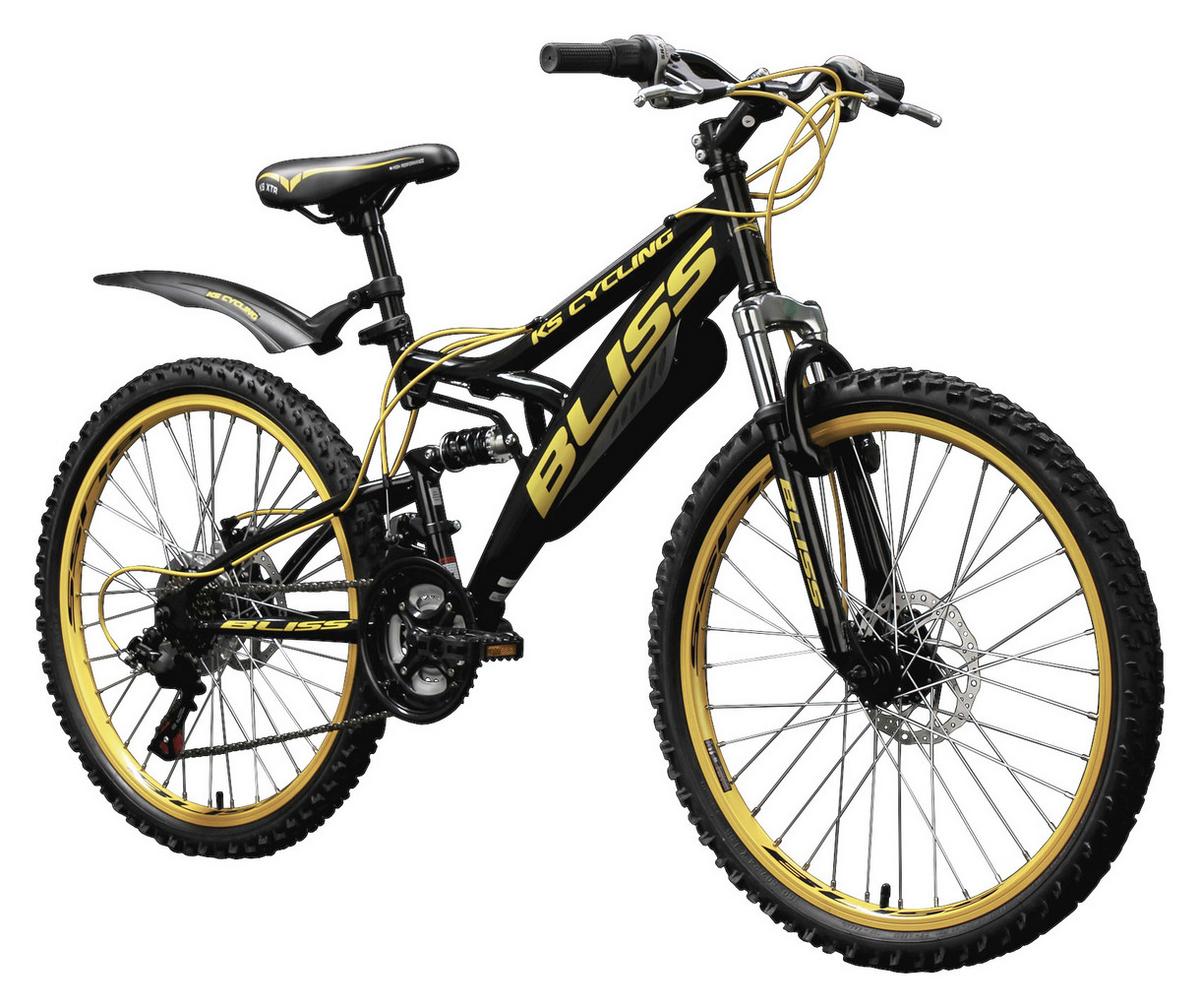 KINDERFAHRRAD MTB Fully 24" Bliss RH 38cm - Gelb/Schwarz, Basics, Metall (180/70/80cm) - Atrigo