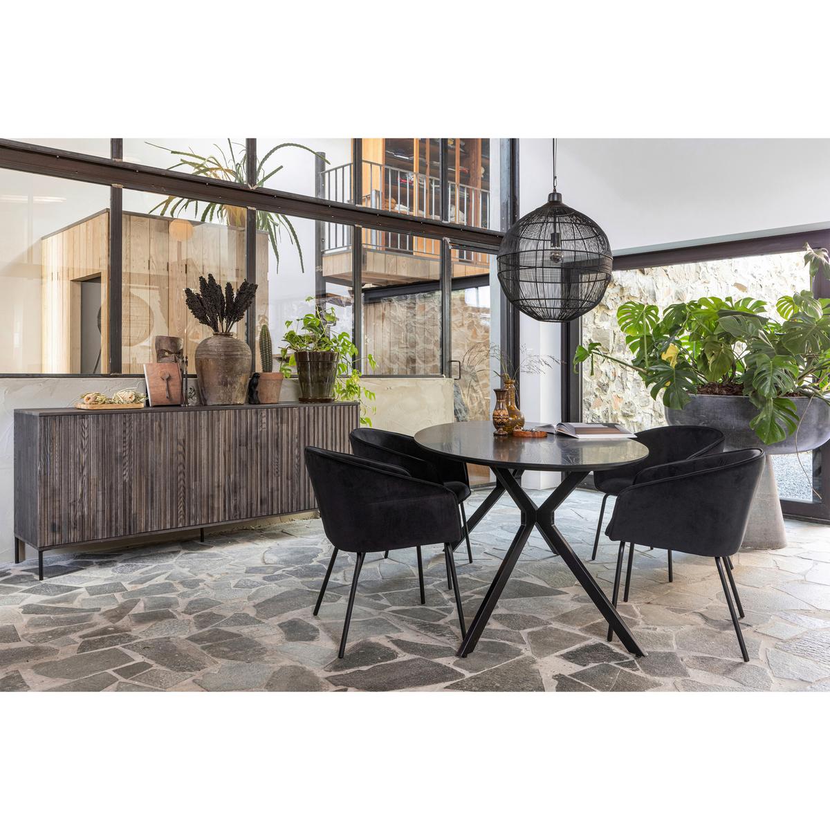 Esstisch Bruno Schwarz L: 220 cm - Schwarz, Design, Holzwerkstoff/Metall (220/100/75cm) - Livetastic