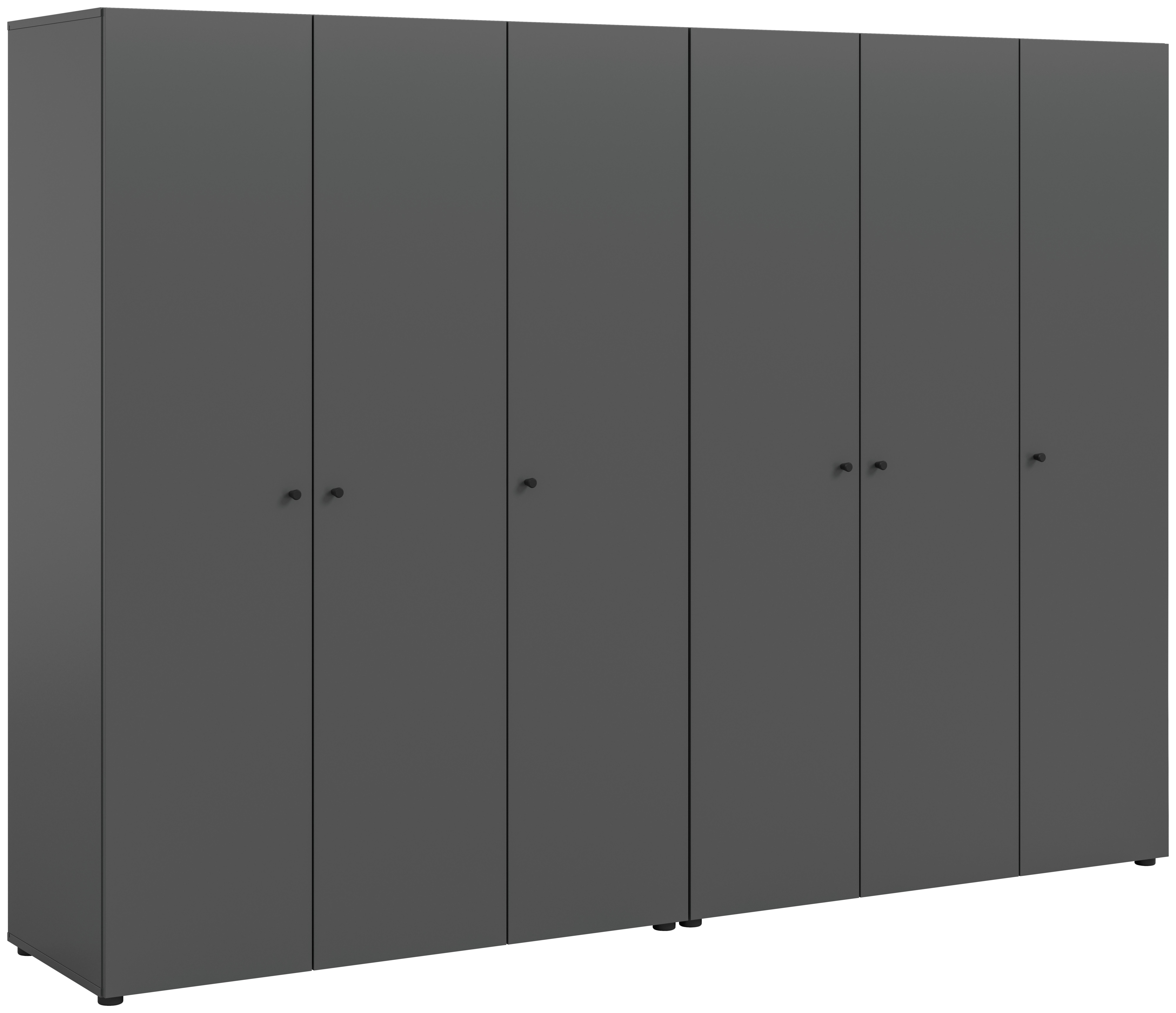 Drehtürenschrank DARWIN ca.240x176x51cm Anthrazit - Anthrazit/Schwarz, MODERN, Holzwerkstoff/Kunststoff (240/176cm) - MID.YOU