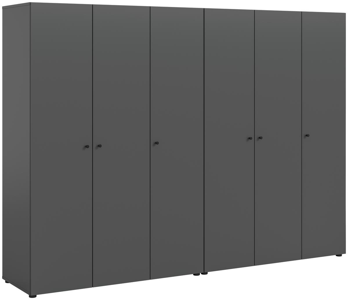 Drehtürenschrank DARWIN ca.240x176x51cm Anthrazit - Anthrazit/Schwarz, MODERN, Holzwerkstoff/Kunststoff (240/176cm) - MID.YOU