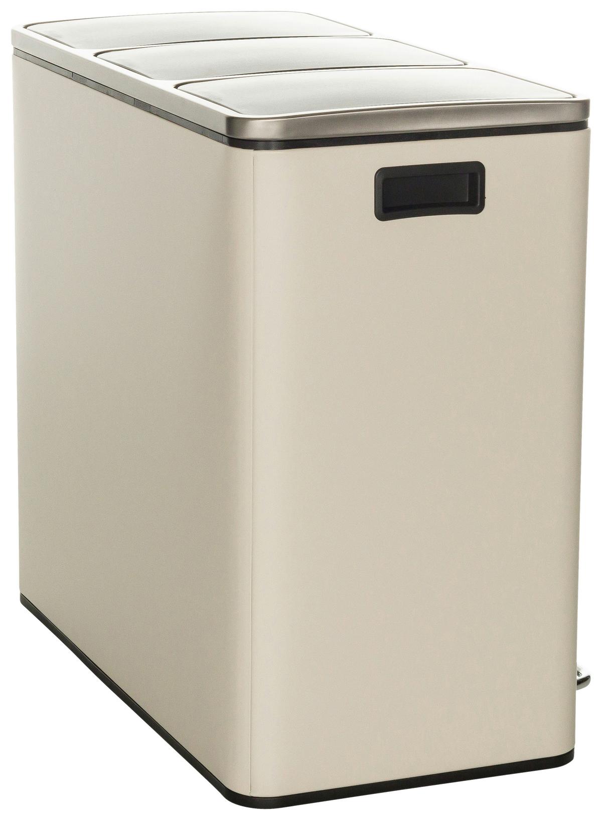 Koš Za Smeti Clean Ix, 3 X 18 L, Bež - črna/bež, Basics, kovina/umetna masa (61/56/31,5cm) - MID.YOU