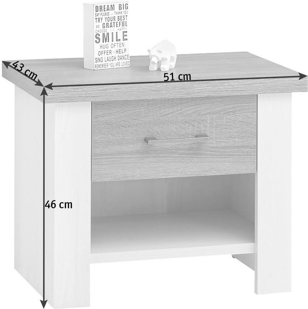SZAFKA NOCNA LUCA - kolor dębu truflowego/biały, Lifestyle, materiał drewnopochodny/metal (51/46/43cm) - Carryhome