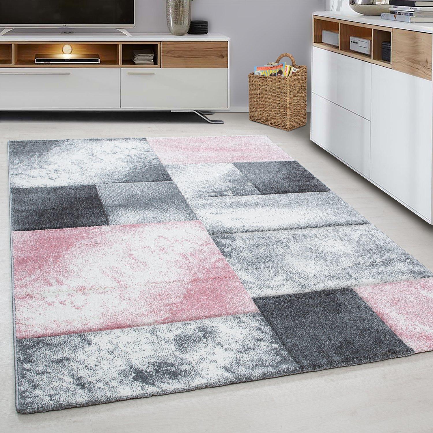 Webteppich Hawaii Pink/Grau ca. 80x150cm - Pink, KONVENTIONELL, Textil (80/150cm) - Novel