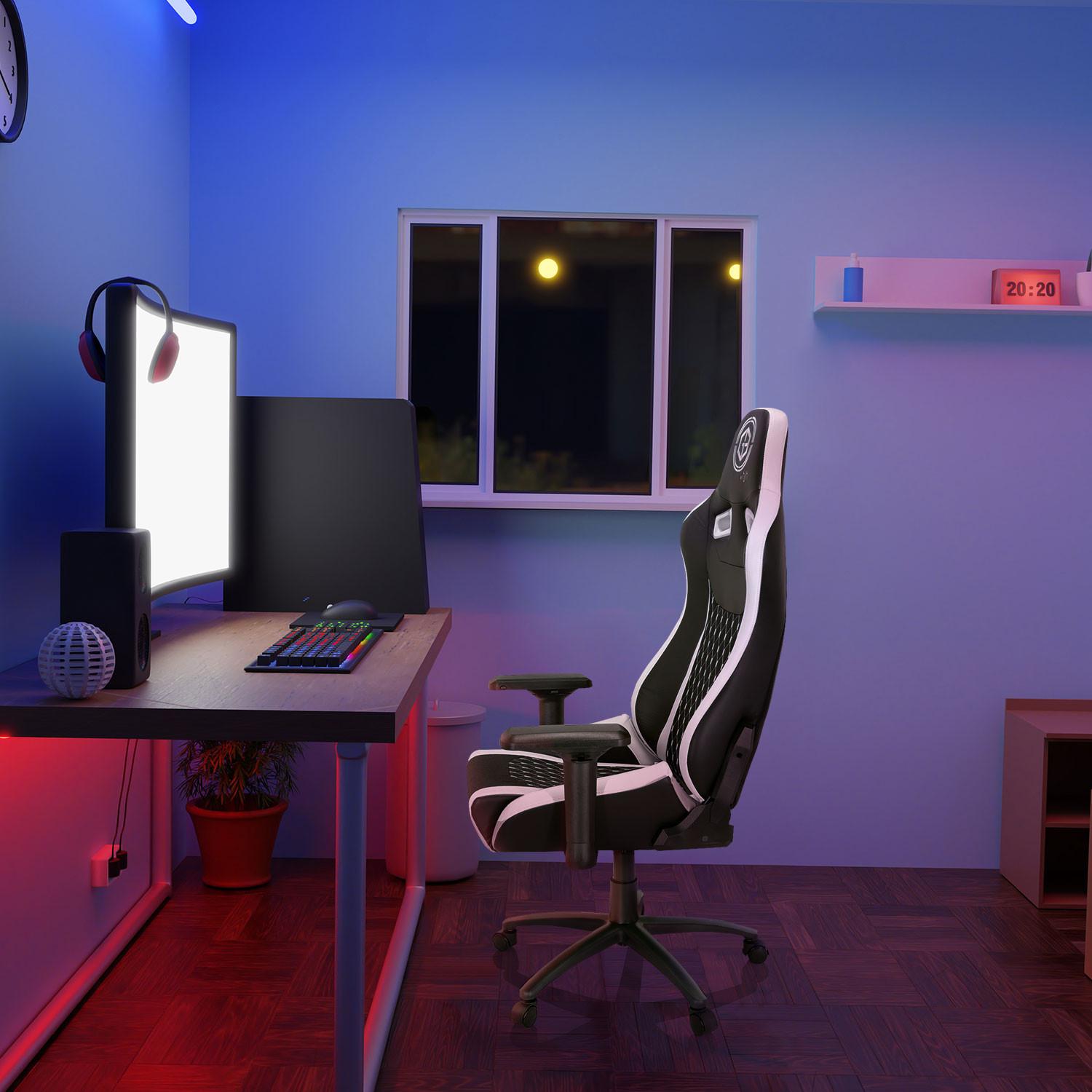 Gaming Stol Gamebreaker Sx 04, Črna, Bela - črna/bela, Moderno, kovina/umetna masa (74/137/66cm) - MID.YOU