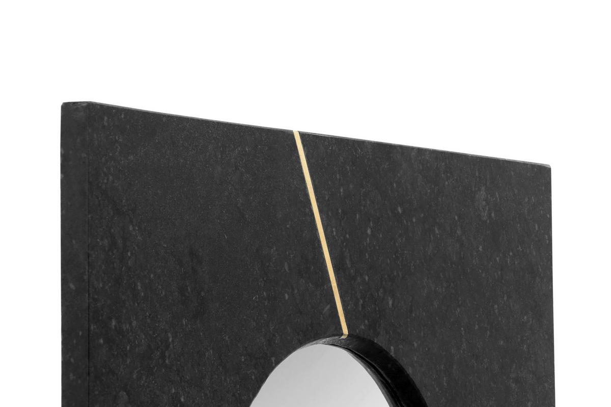 Fali Tükör Dexter 225 Schwarz - fekete/aranyszínű, Basics, faalapú anyag/kő (41/41/2cm) - Kayoom
