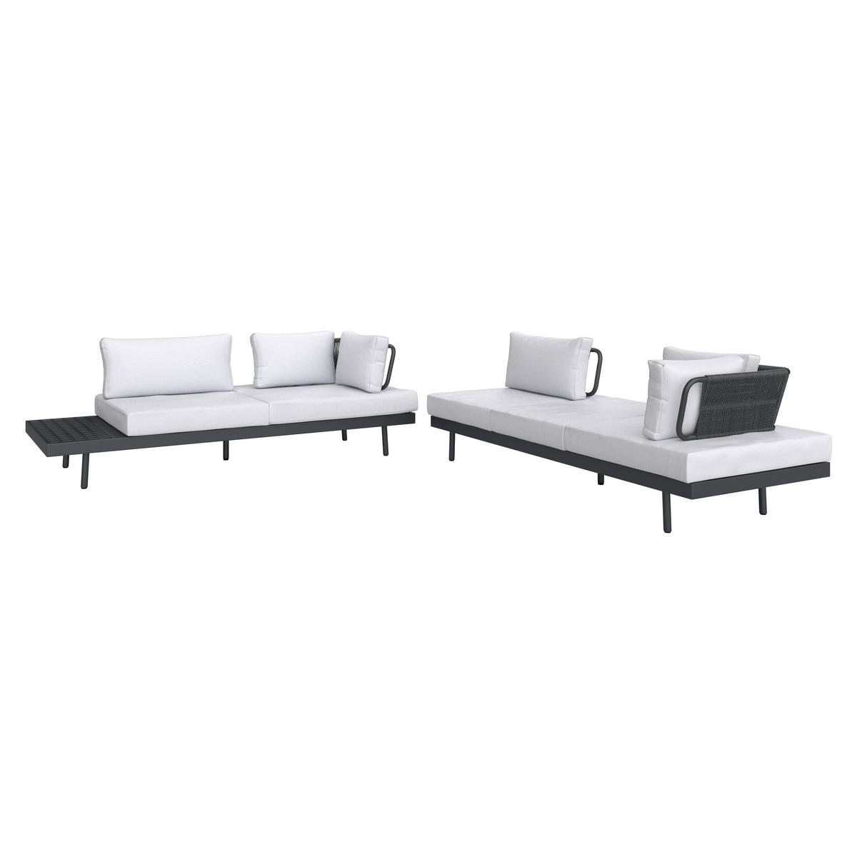 Lounge Garnitura Emma, Svetlo / Temno Siva, 4-Delno - temno siva, Moderno, kovina/les (220/79/87cm) - Bessagi Garden