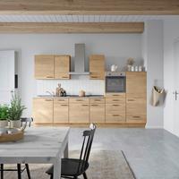 Küchenblock Structura Low m. Geräten Eiche - Schieferfarben/Eichefarben, MODERN, Holzwerkstoff/Metall (330cm) - Nobilia