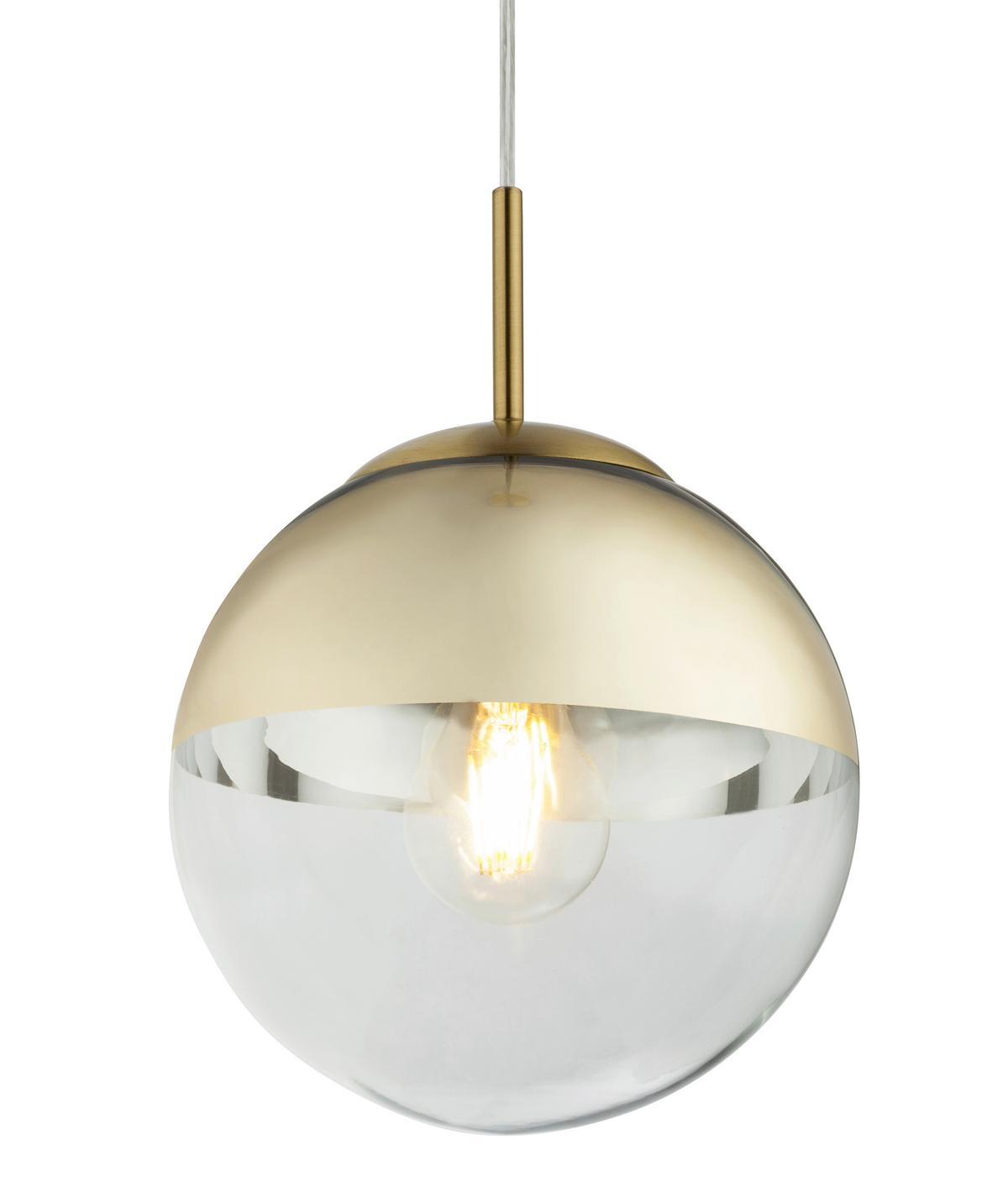 Viseća Svjetiljka 15855 - zlatne boje/prozirno, Design, staklo/metal (20/120cm) - Globo