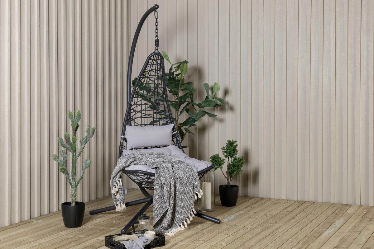 Hängestuhl Edinburgh ca. 132x205 cm Grau/Schwarz - Schwarz/Grau, KONVENTIONELL, Kunststoff (132/205/130cm) - Gardenson