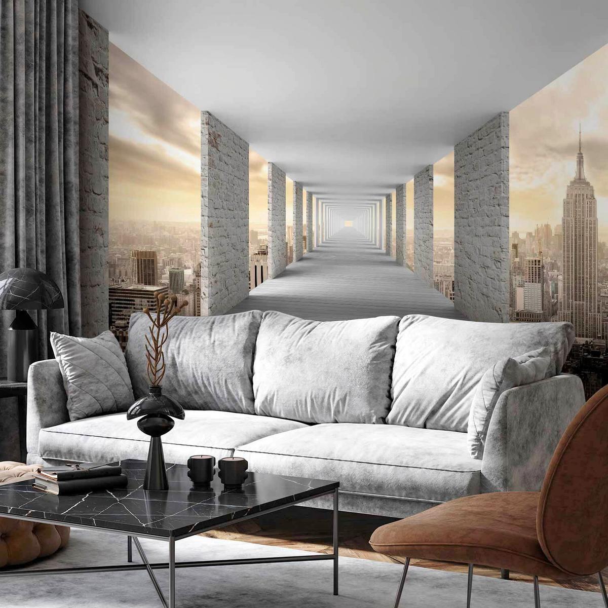 Fototapeta Skyward Corridor, 200x140cm - bež/svetlo siva, Trendi, tekstil (200/140cm) - artgeist