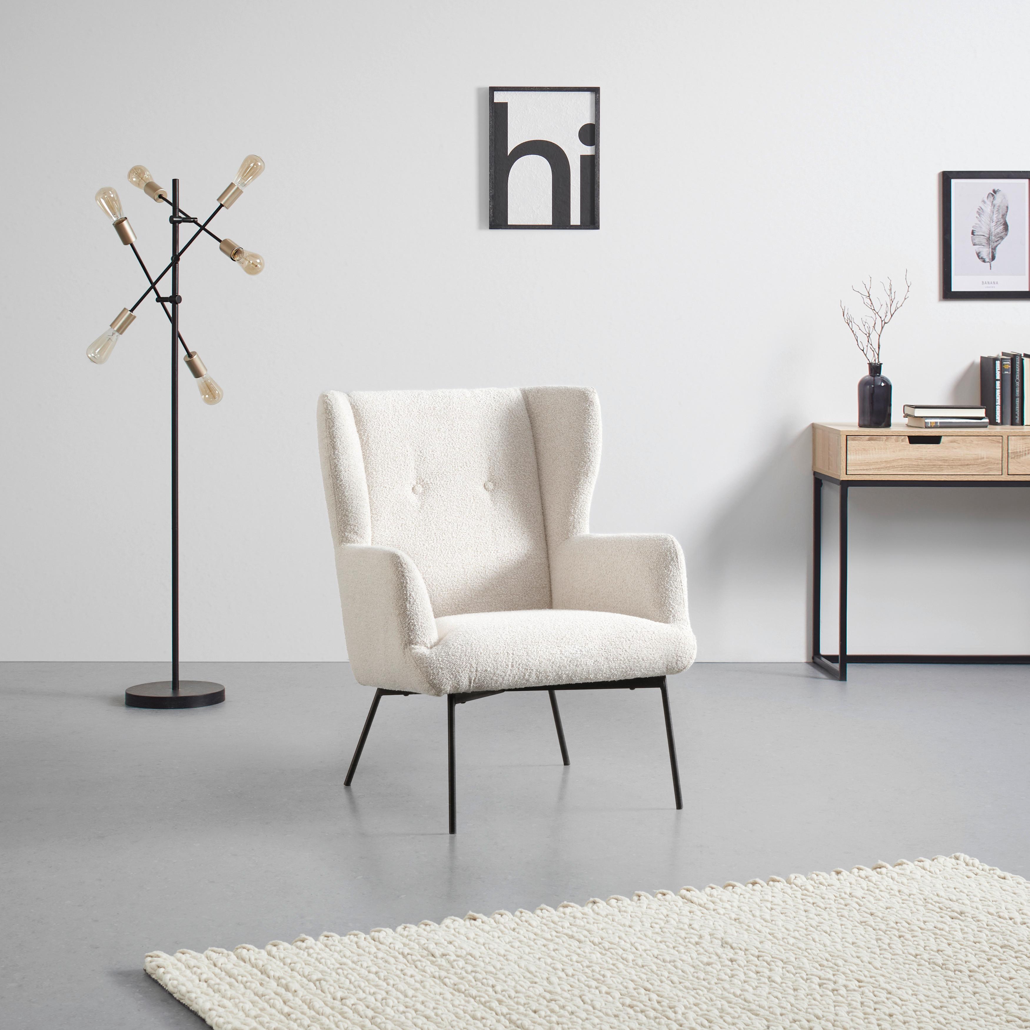 Fotelj Norbi - črna/krem barve, Natur, kovina/tekstil (84/95/75cm) - Mömax
