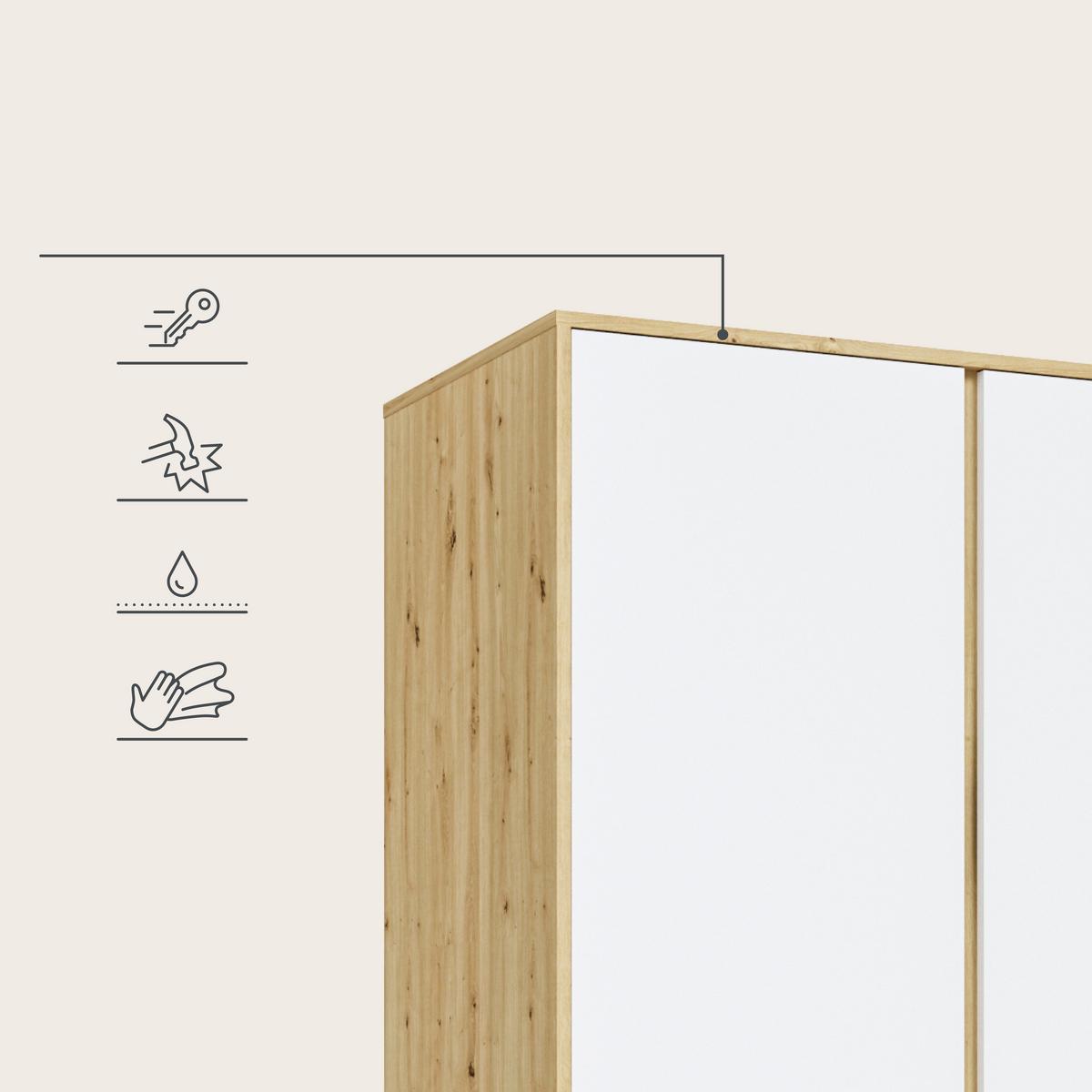 Drehtürenschrank Falun Weiß/Eiche Artisan - Weiß/Eiche Artisan, MODERN, Holzwerkstoff (197/194/56cm) - Livetastic