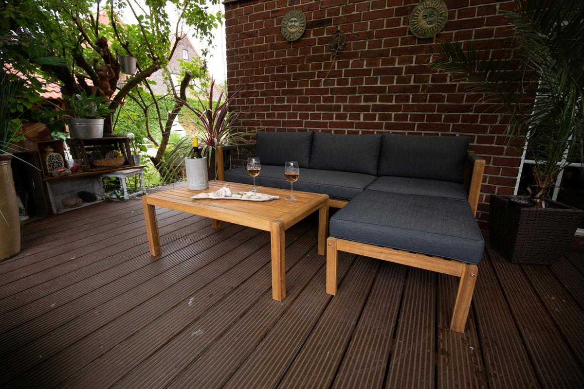 Lounge Garnitura Malaga, Akacija, Siva - barva tikovine/siva, Basics, tekstil/les (198/132cm) - Acamp