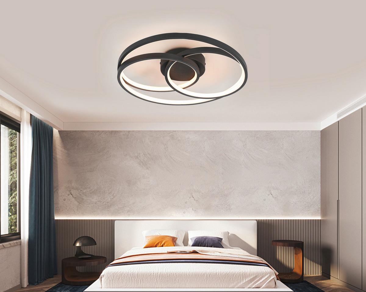 Stropna Led-svetilka Rimo - črna, Moderno, kovina/umetna masa (40/7,5cm) - Mömax