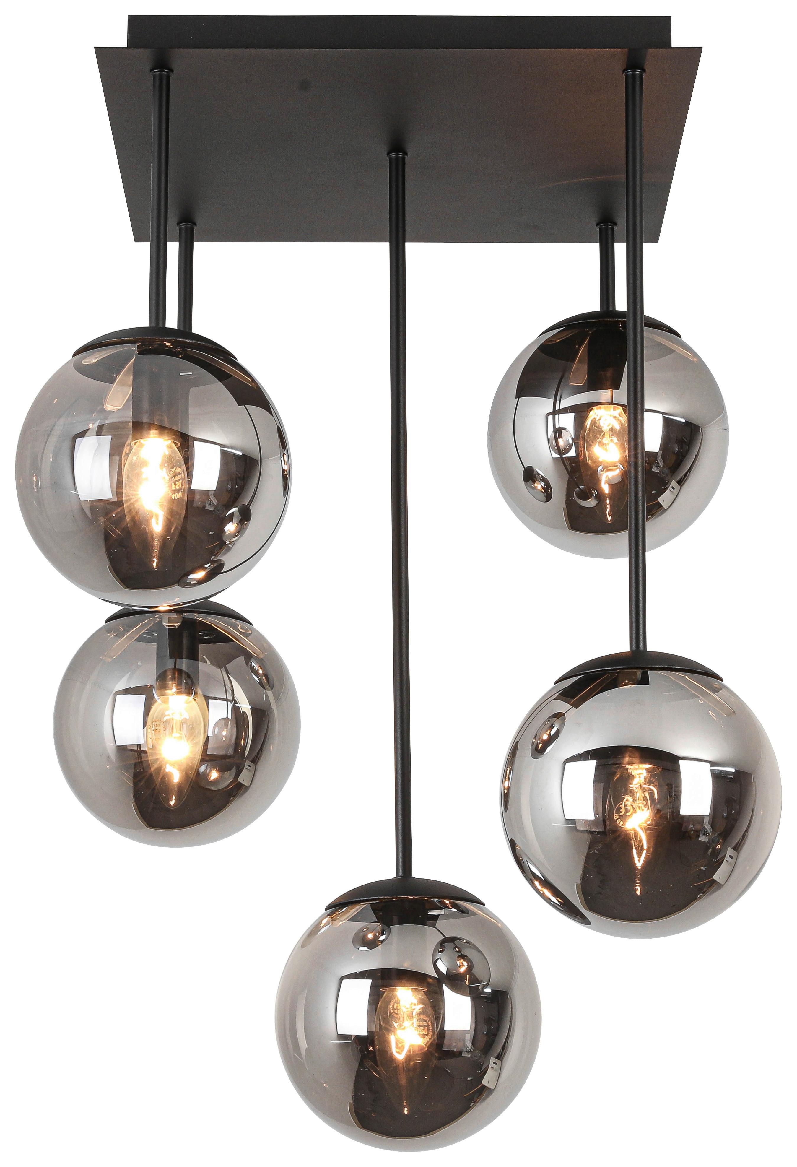 TAKLAMPA LIP - kromfärg/svart, Modern, metall/glas (41/41/61cm) - Mömax