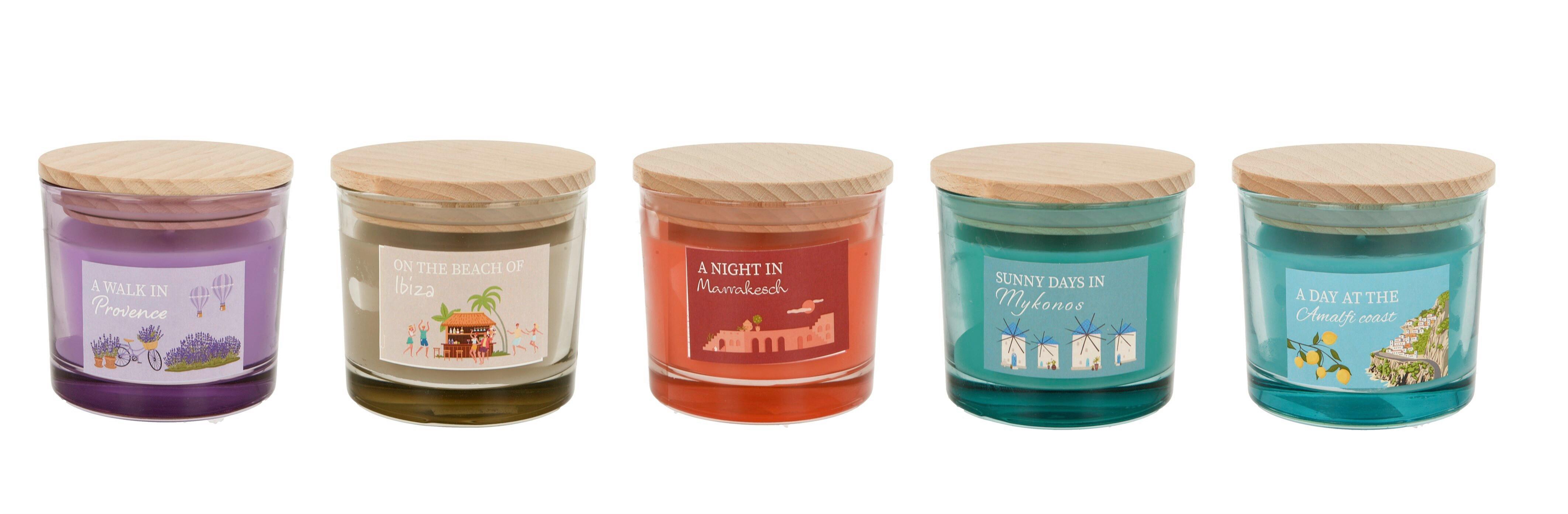 Kerze im Glas Luke in diversen Designs - Türkis/Blau, Glas (8/9cm) - Mömax