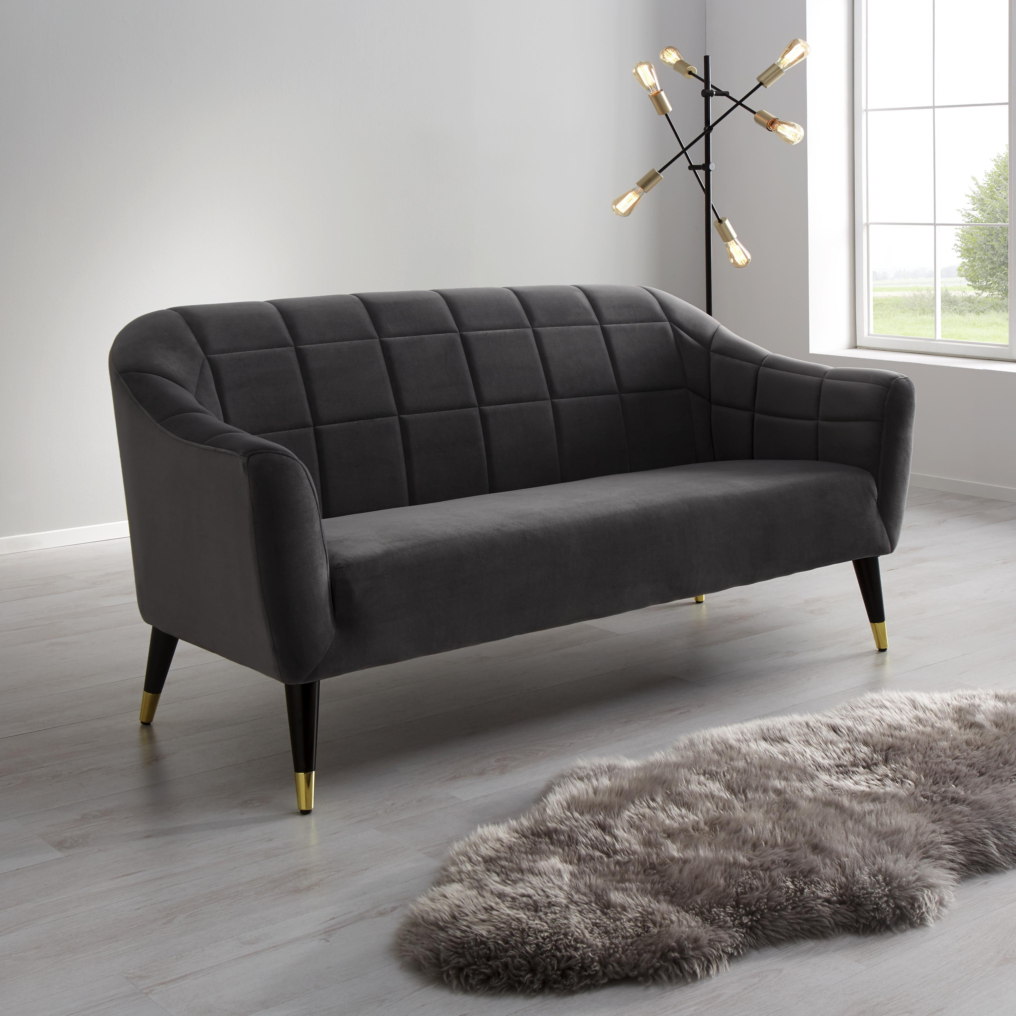 Sofa in Grau 'Florentina' - Dunkelgrau, MODERN, Holz/Textil (170/84/73cm) - Bessagi Home