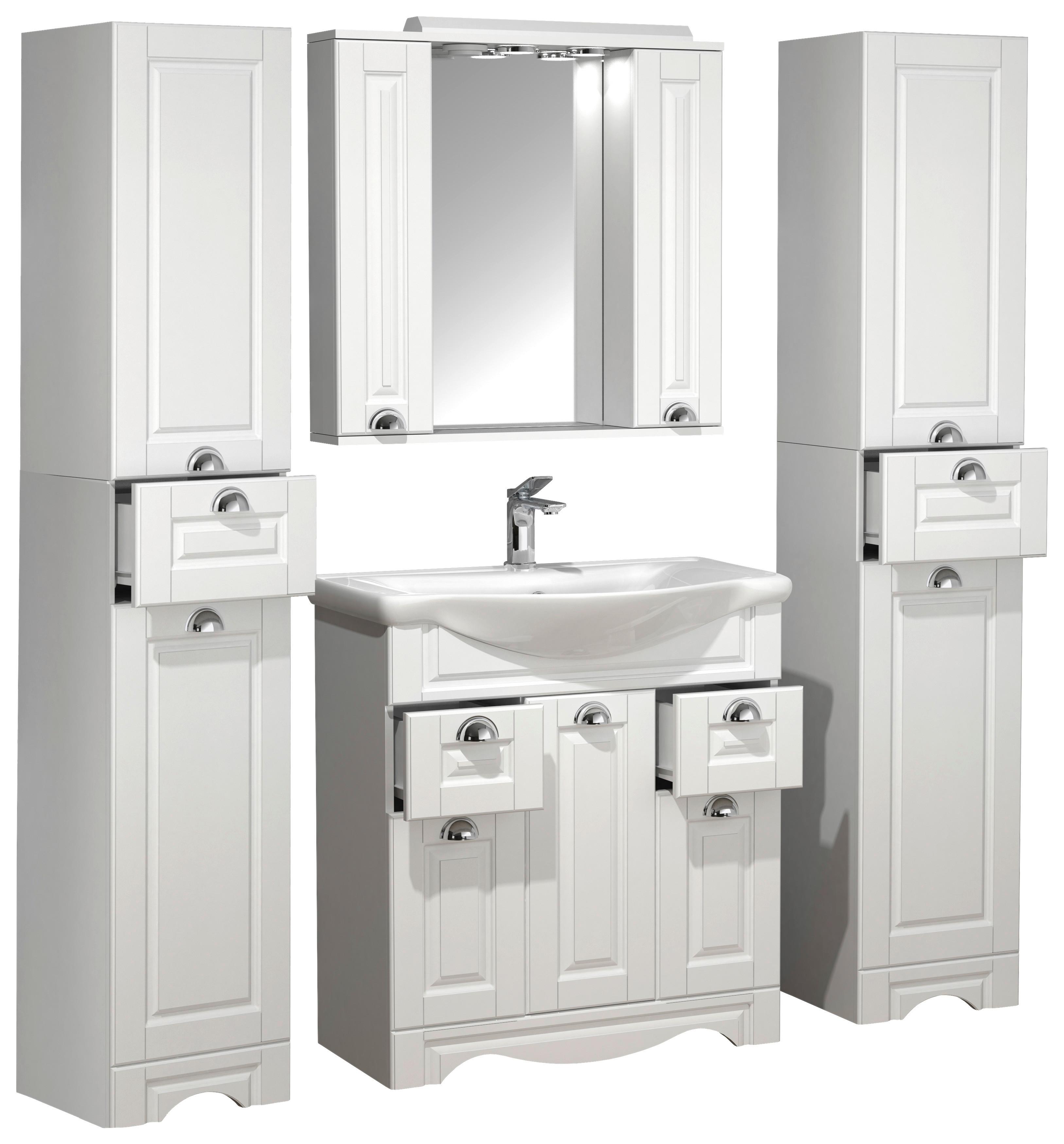 BADEZIMMER CASALO XL - Weiss/Silberfarben, Modern, Glas/Keramik (140cm) - MID.YOU