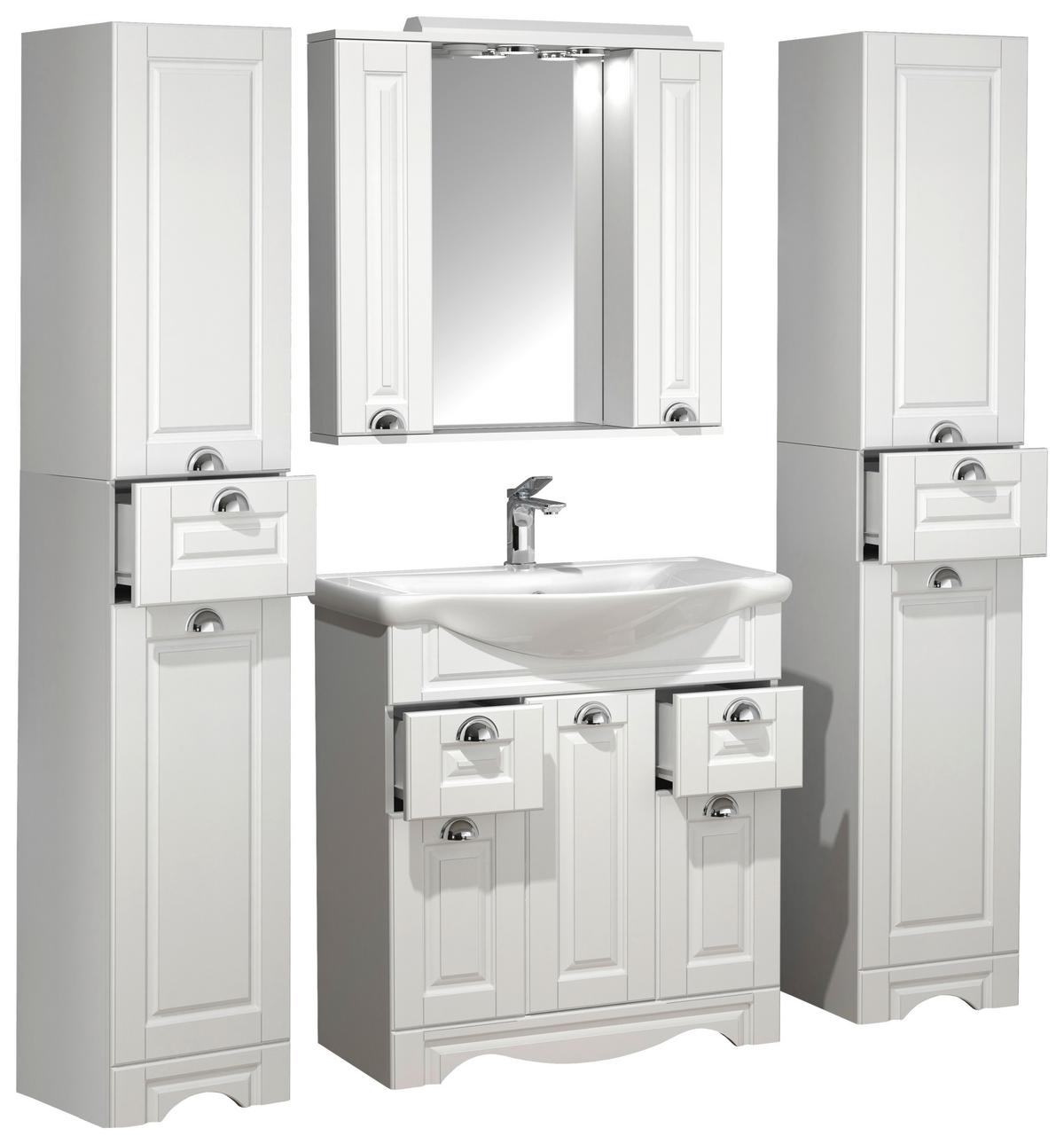 BADEZIMMER CASALO XL - Weiss/Silberfarben, Modern, Glas/Keramik (140cm) - MID.YOU