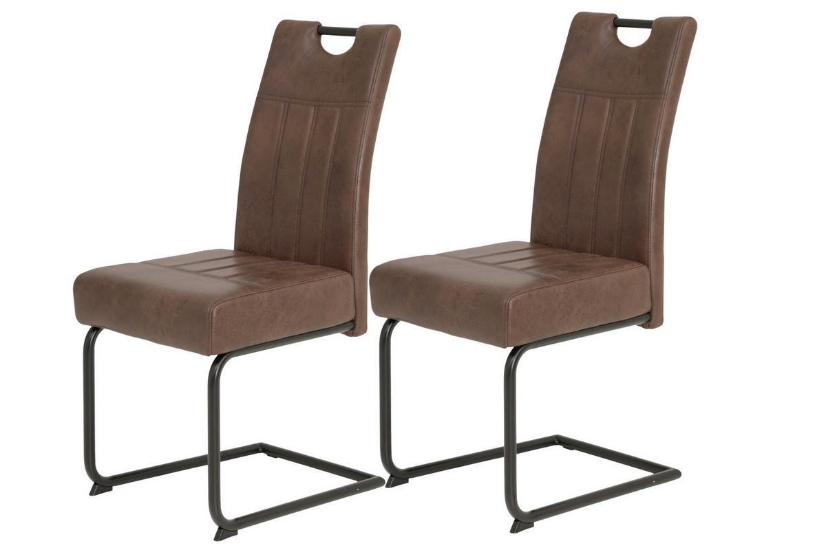 Schwingstuhl-Set Betty S 2er-Set ca. 43x99 cm Braun - Schwarz/Braun, MODERN, Textil/Metall (43/61/99cm) - MID.YOU