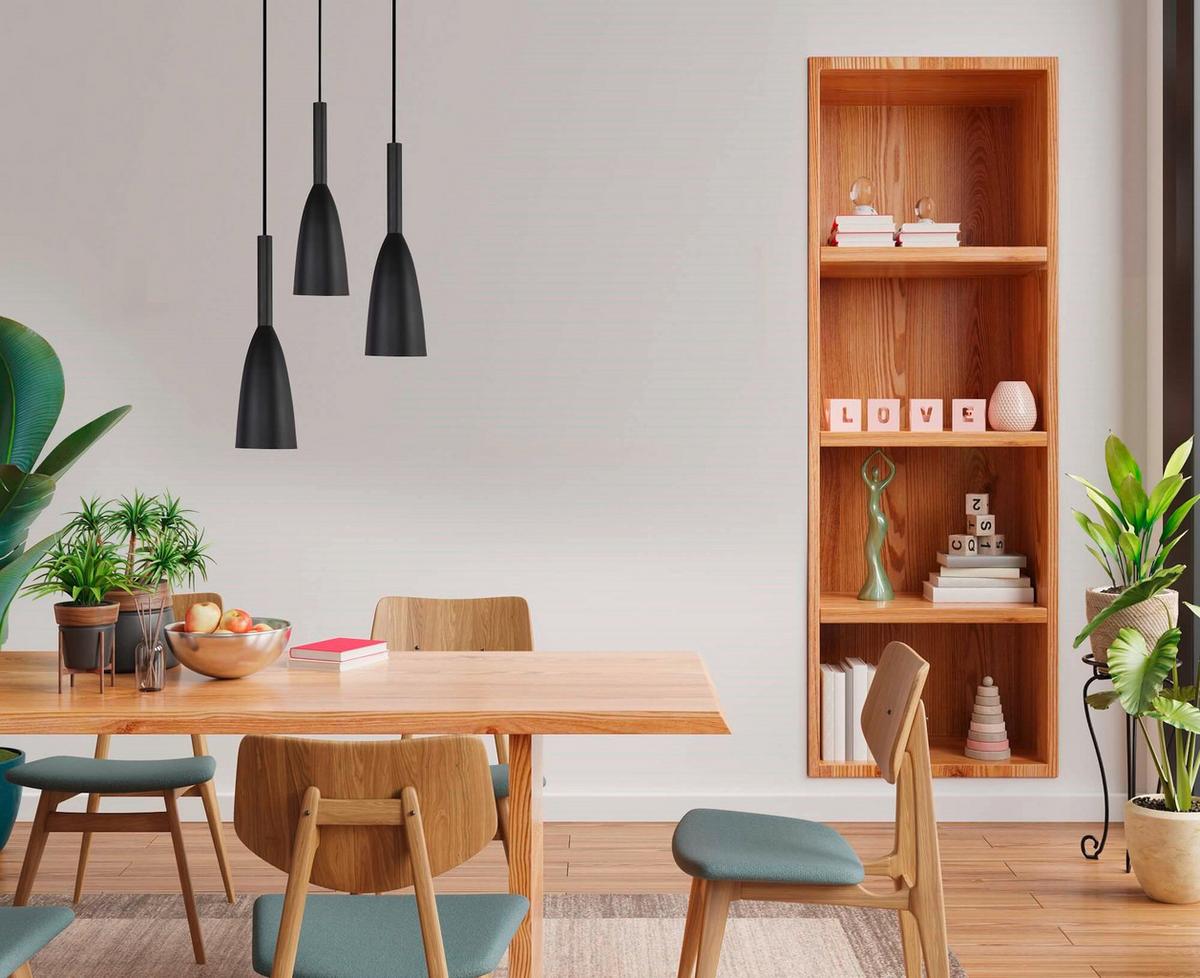 Hängeleuchte Solin 3 Pendant Lamp Black - Schwarz, Basics, Metall (100/30/30cm)