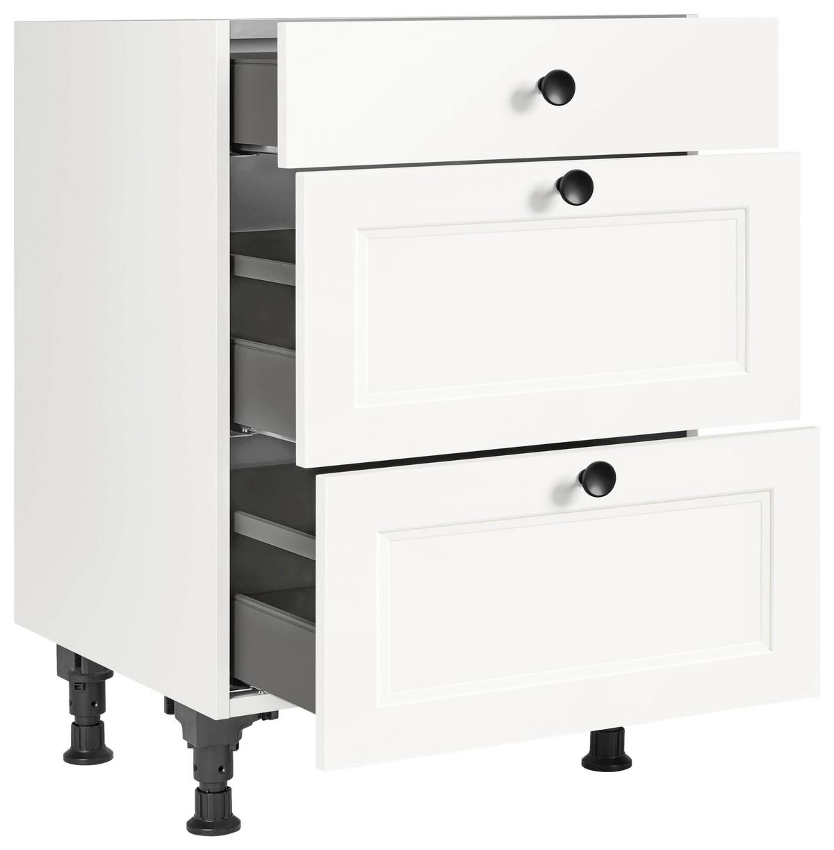 Schubkastenunterschrank Cascada Weiß - Schwarz/Weiß, MODERN, Holzwerkstoff/Metall (60/87/56cm) - Nobilia