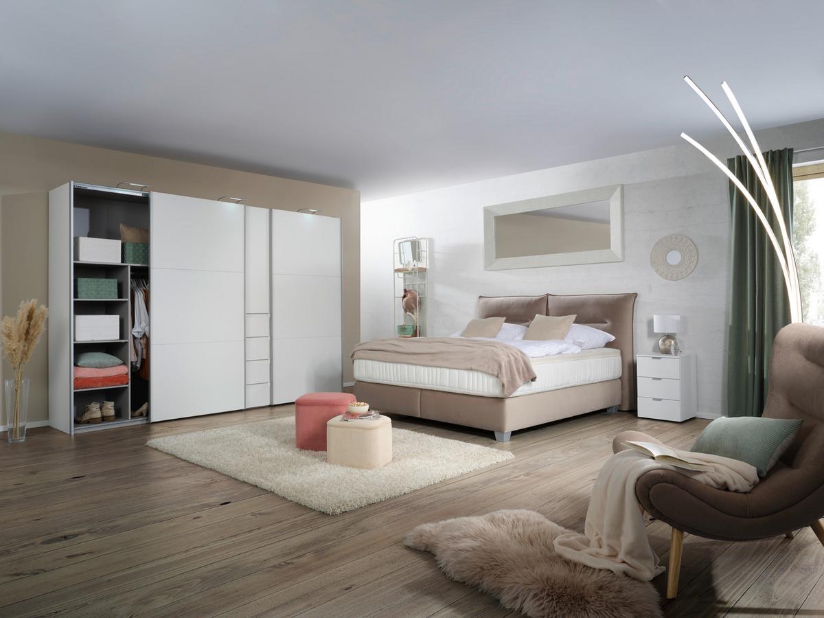 Boxspringbett Fog in Beige ca. 160x200cm - Beige/Silberfarben, LIFESTYLE, Holz/Holzwerkstoff (160/200cm) - Premium Living