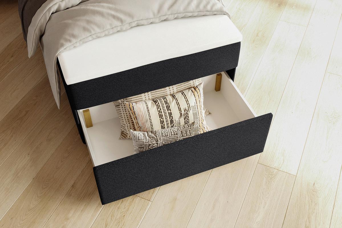 Boxbett Odin Schwarz max. 90x200cm - Schwarz, KONVENTIONELL, Kunststoff/Textil (90/200cm) - Based