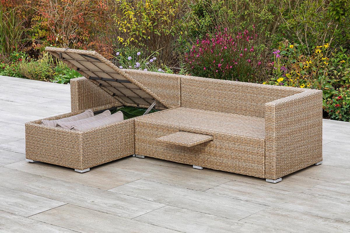 Lounge Garnitura Veneto, Blazine - naravne barve, Moderno, kovina/umetna masa (215/140cm) - Gardenson