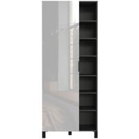Garderobenschrank Ceduna in Graphitfarben/Grau. - Graphitfarben/Schwarz, MODERN, Glas/Holzwerkstoff (82/202/40cm) - Premium Living