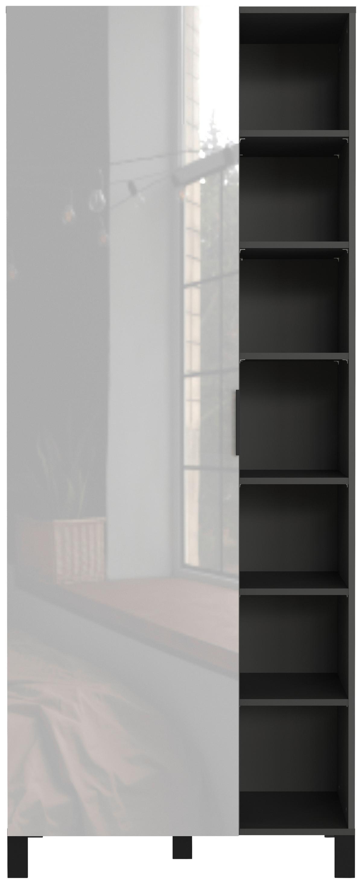 Garderobenschrank Ceduna in Graphitfarben/Grau. - Graphitfarben/Schwarz, MODERN, Glas/Holzwerkstoff (82/202/40cm) - Premium Living