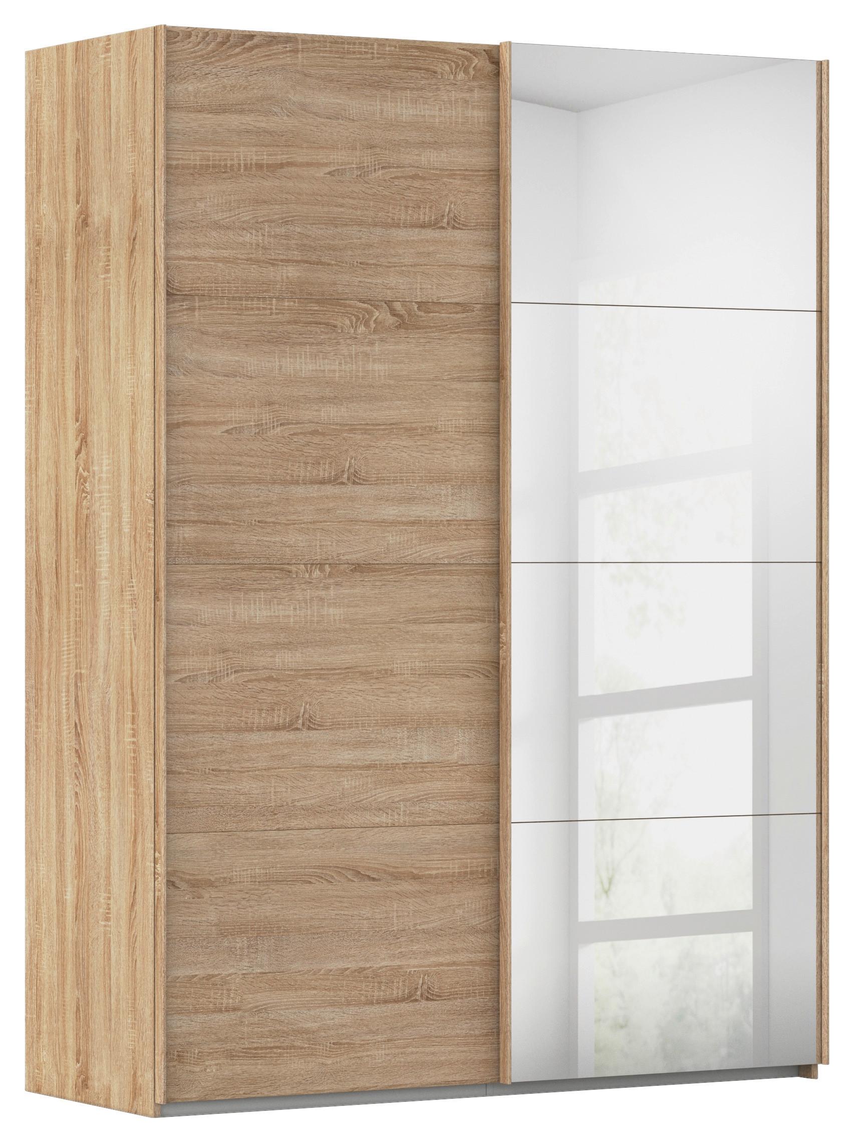 Omara Z Drsnimi Vrati Evelyn, Barva Hrasta - hrast sonoma, Design, umetna masa/steklo (162/223/68cm) - Novel
