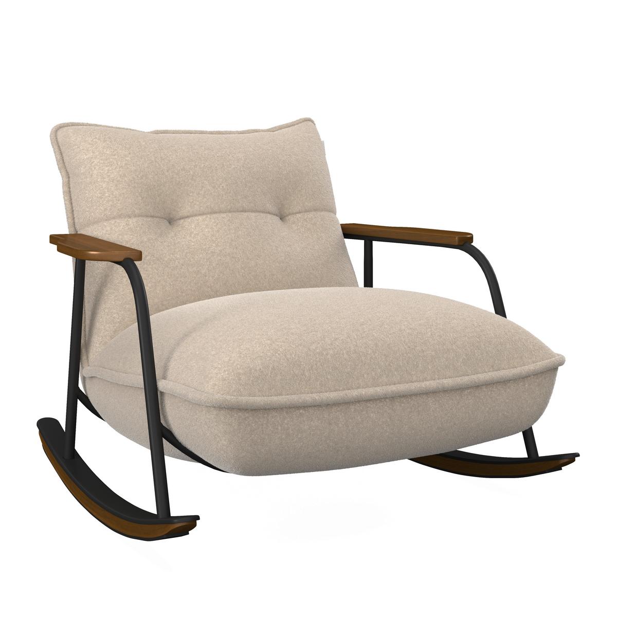 Schaukelsessel Ines Bouclé Beige - Beige/Schwarz, MODERN, Holz/Textil (89/77/94cm) - Bessagi Home