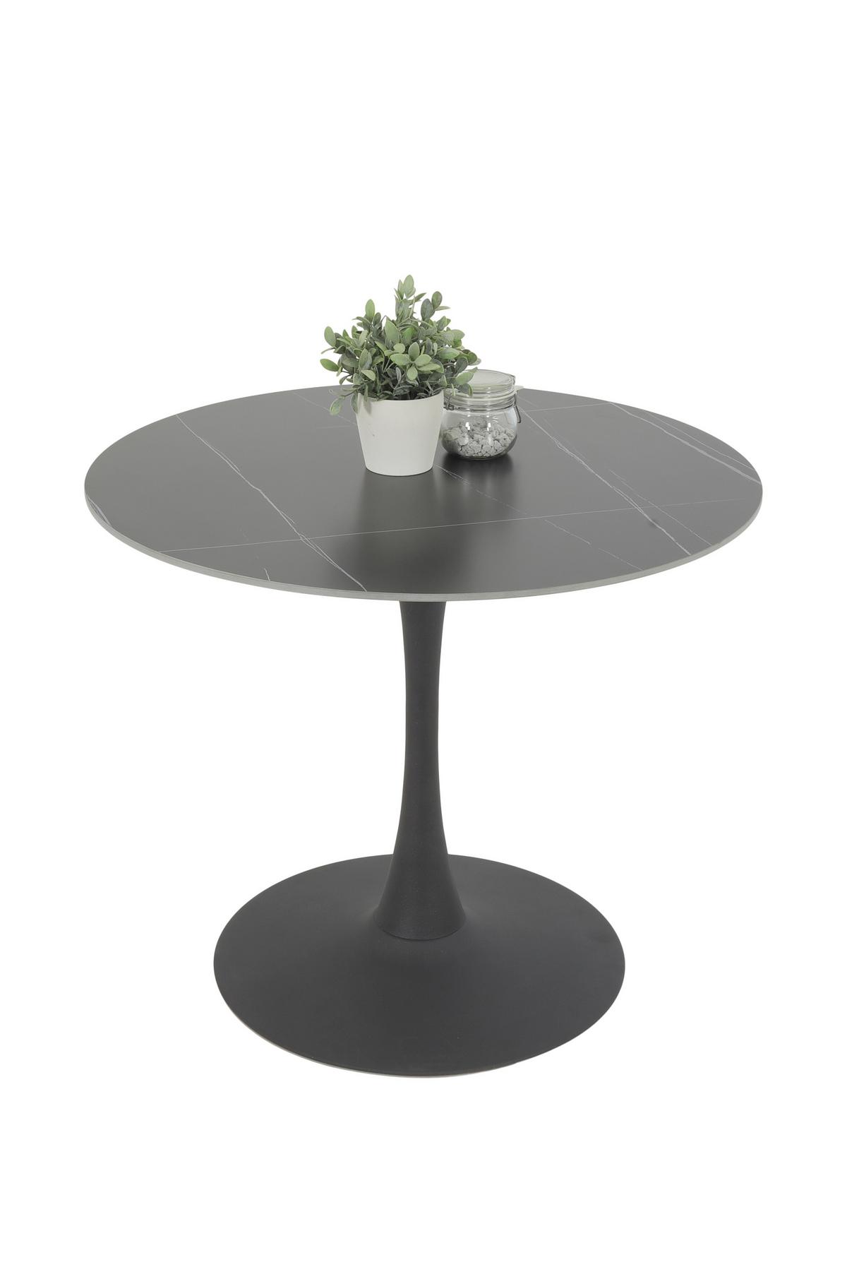ESSTISCH PAOLA II T - Anthrazit/Schwarz, MODERN, Stein/Metall (90/75/90cm) - MID.YOU