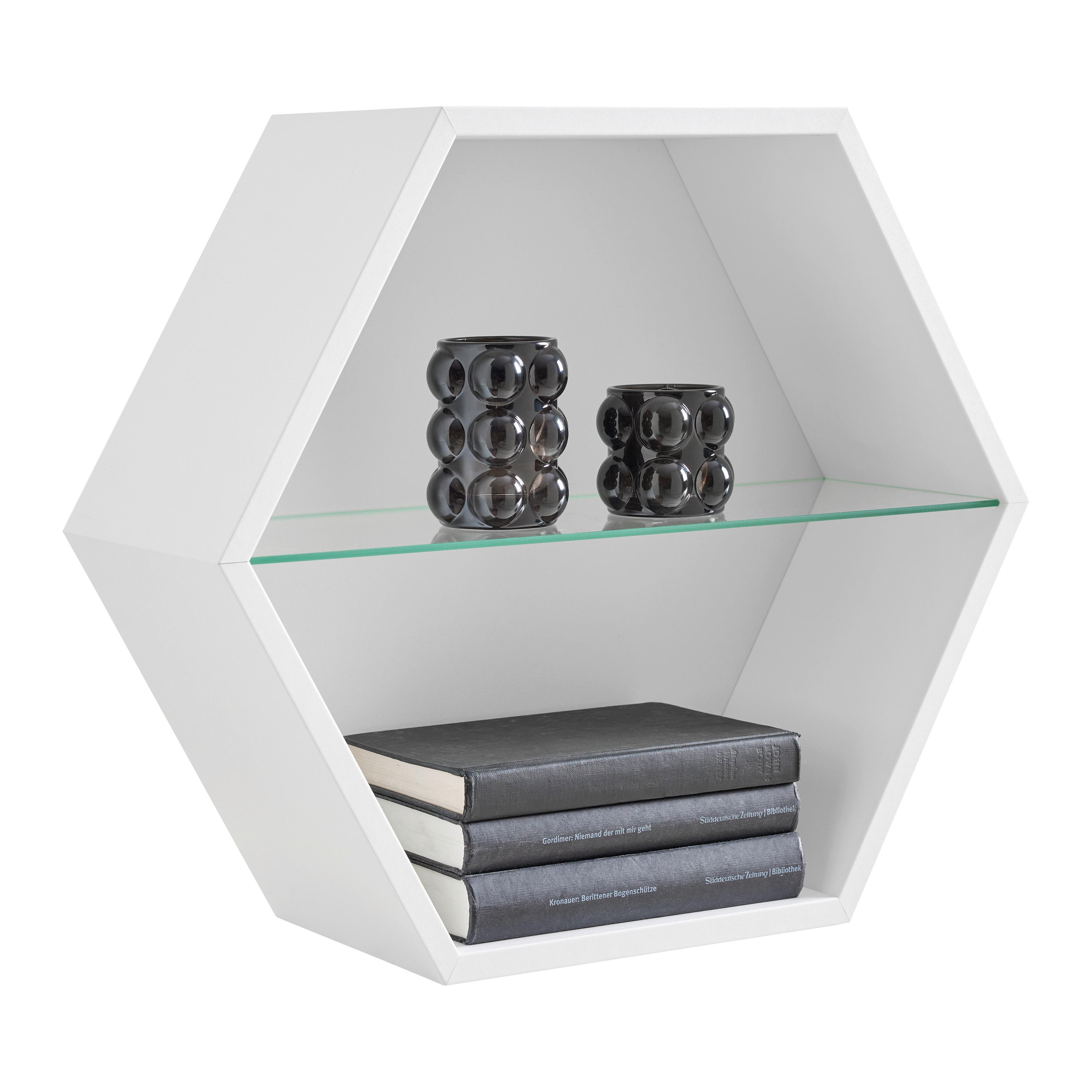 VÄGGHYLLPLAN EDGE -TOP- -BASED/SB- - vit, Modern, trämaterial/glas (51/44/19cm) - Based