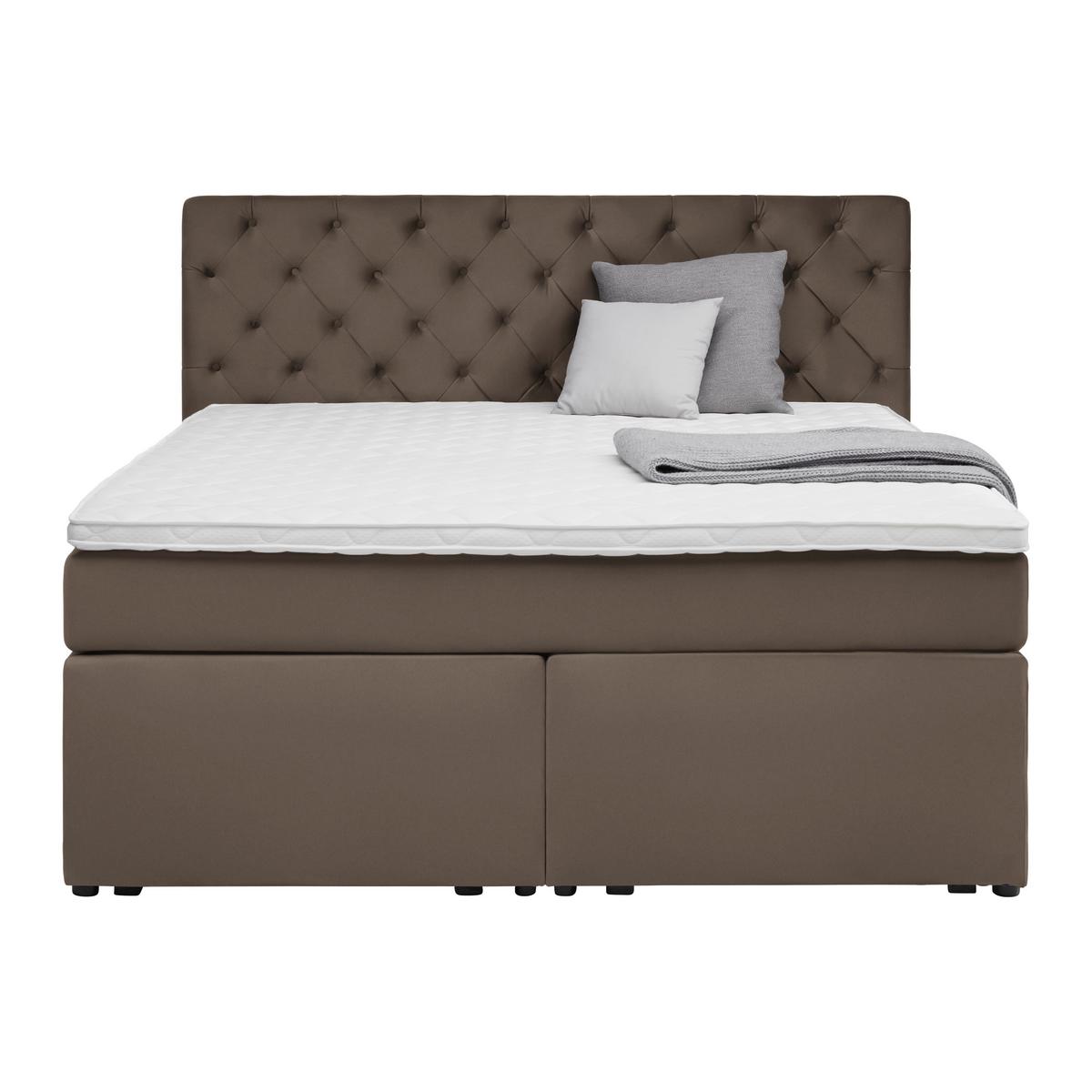 Boxspringbett Chester Dunkelbraun max. 180x200cm - Dunkelbraun/Schwarz, Holzwerkstoff/Kunststoff (180/200cm) - Mömax