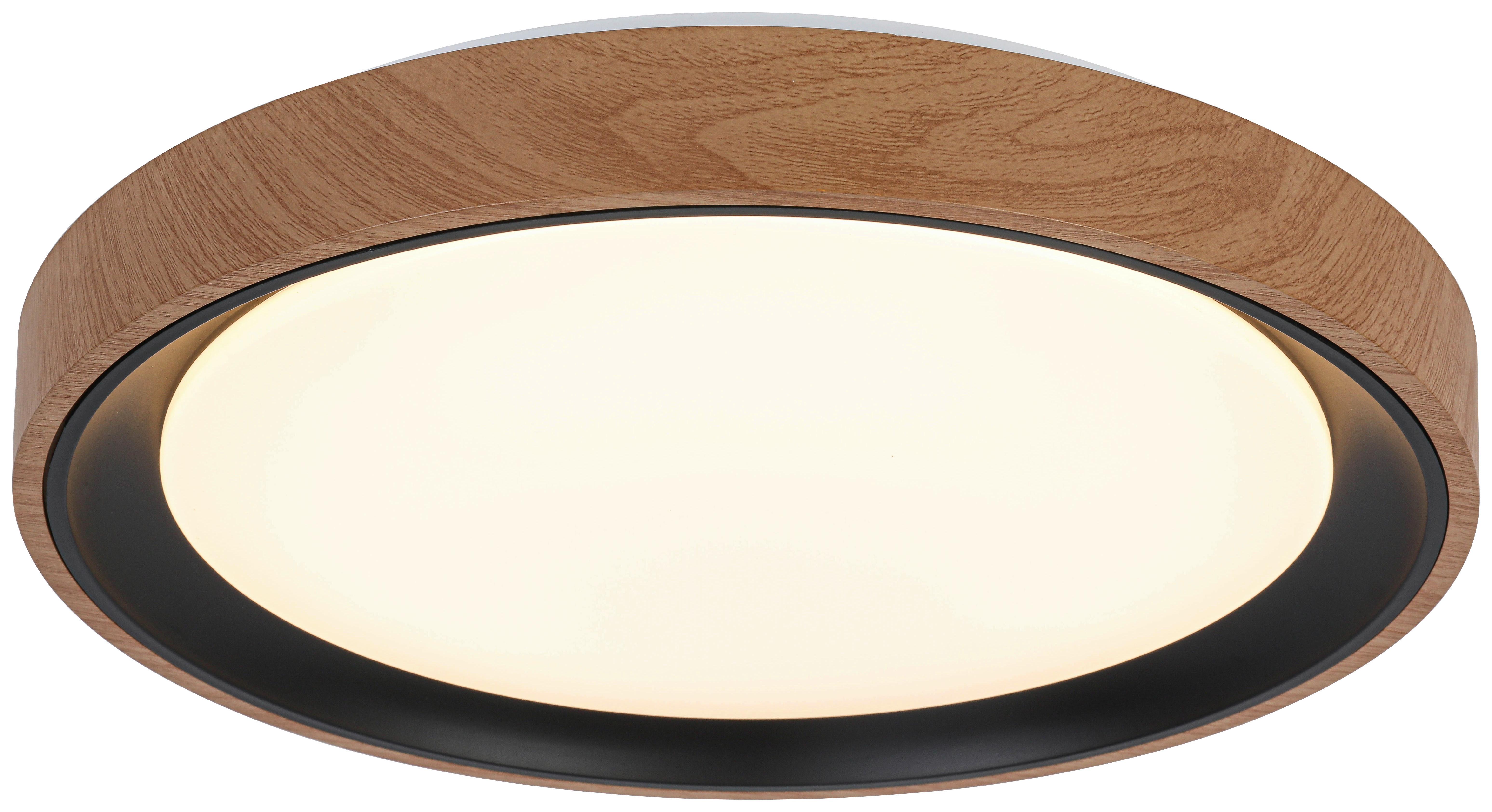 LAMPA SUFITOWA TINA - kolor dębowy/czarny, Trend, tworzywo sztuczne/metal (40/7cm) - Novel