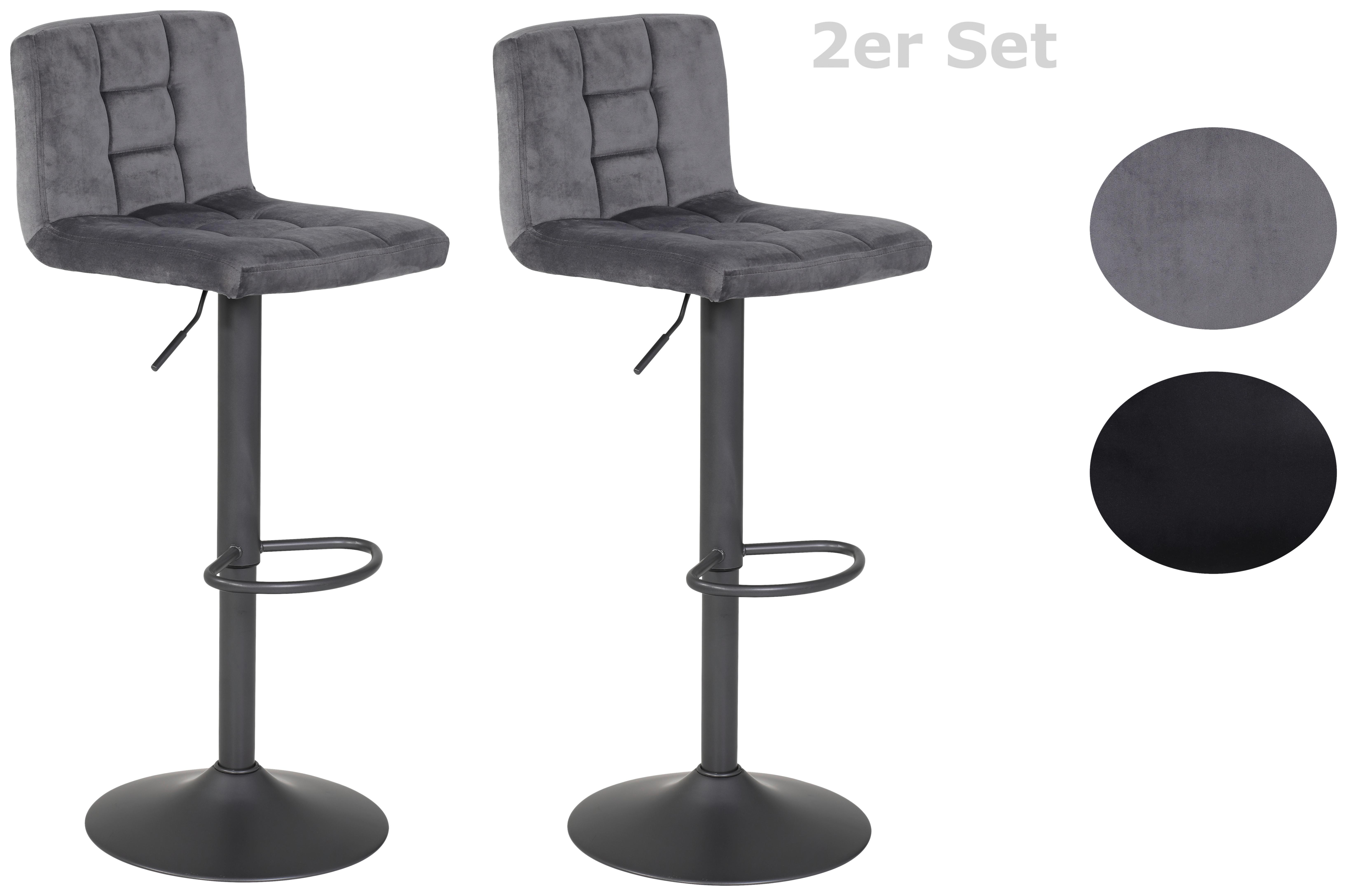 Barhocker-Set Amanda Grau - Dunkelgrau/Grau, MODERN, Textil/Metall (40/85/48cm) - MID.YOU