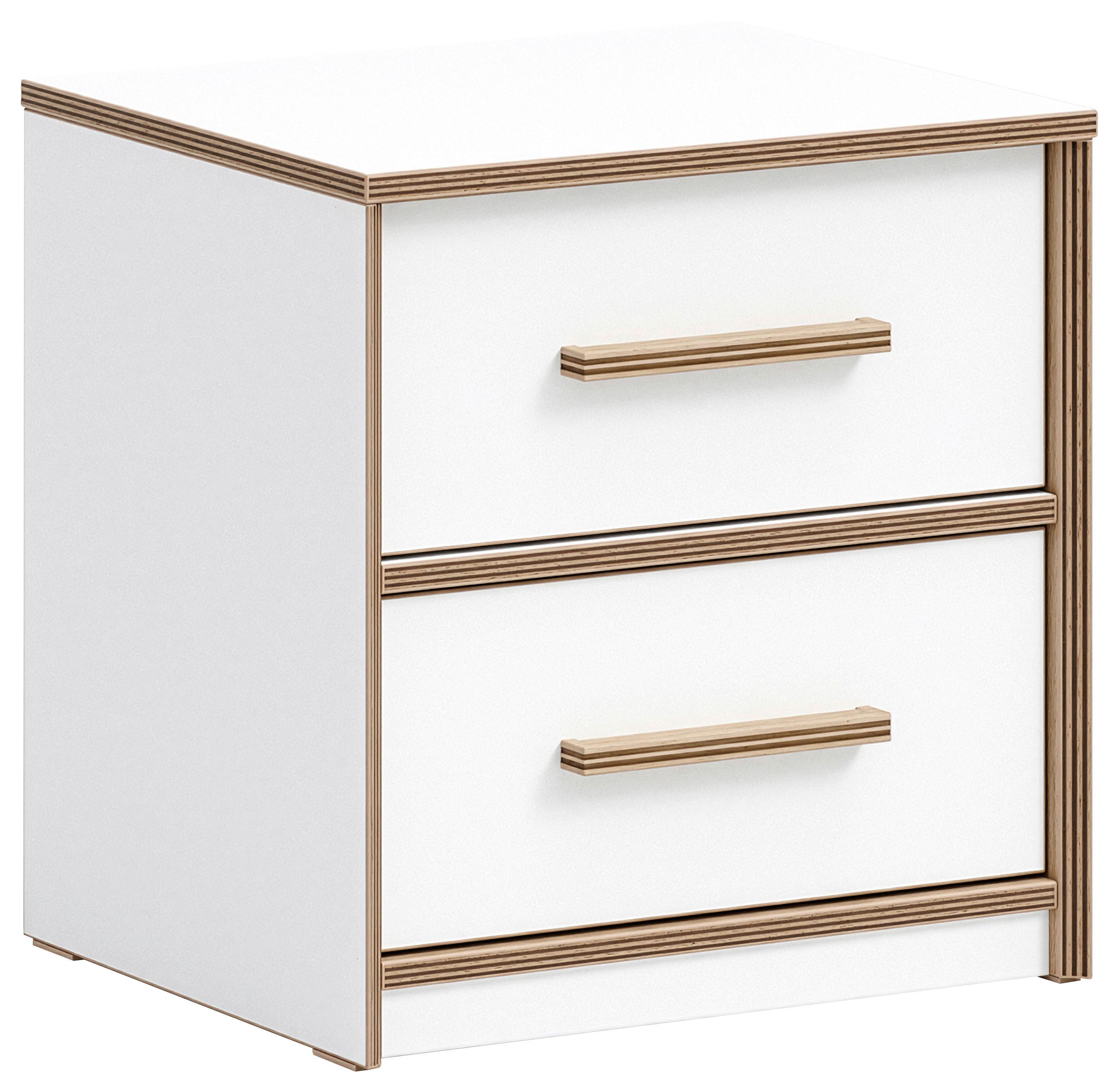 Éjjeliszekrény Modera - natúr színű/fehér, Modern, műanyag/faalapú anyag (47/49/40cm)