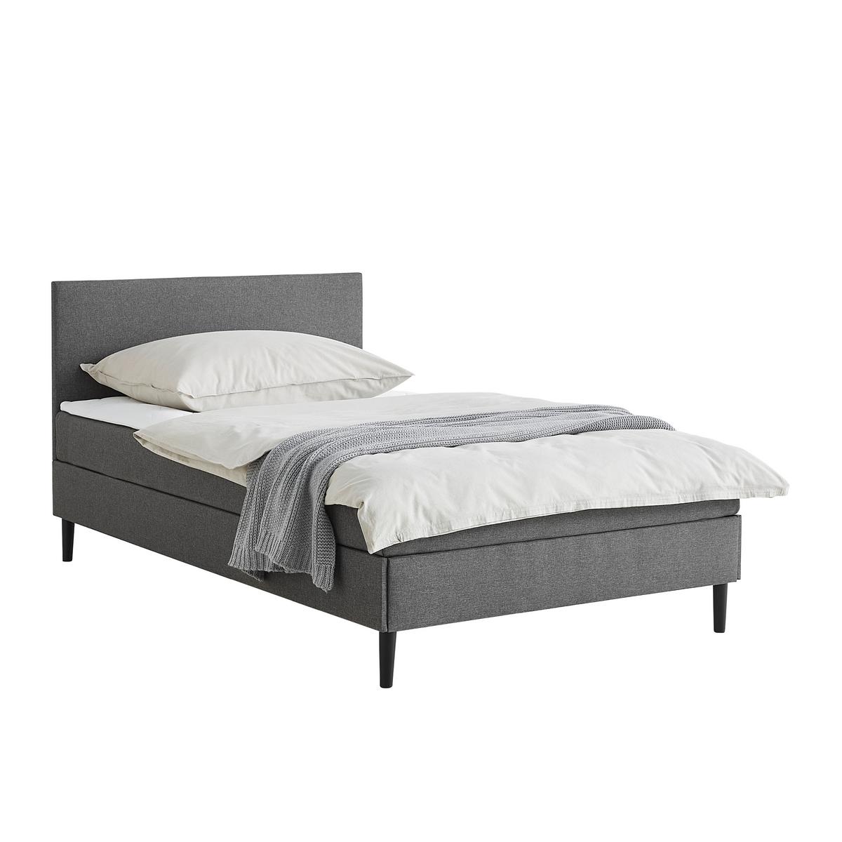 Bett Janis in Grau ca. 120x200cm - Schwarz/Grau, KONVENTIONELL, Holz/Textil (120/200cm) - Based