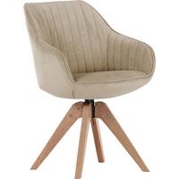 KRZESŁO Z PODŁOKIETNIKAMI CHILL - beżowy/kolor dębowy, Design, tkanina/drewno (60/83/65cm) - Livetastic