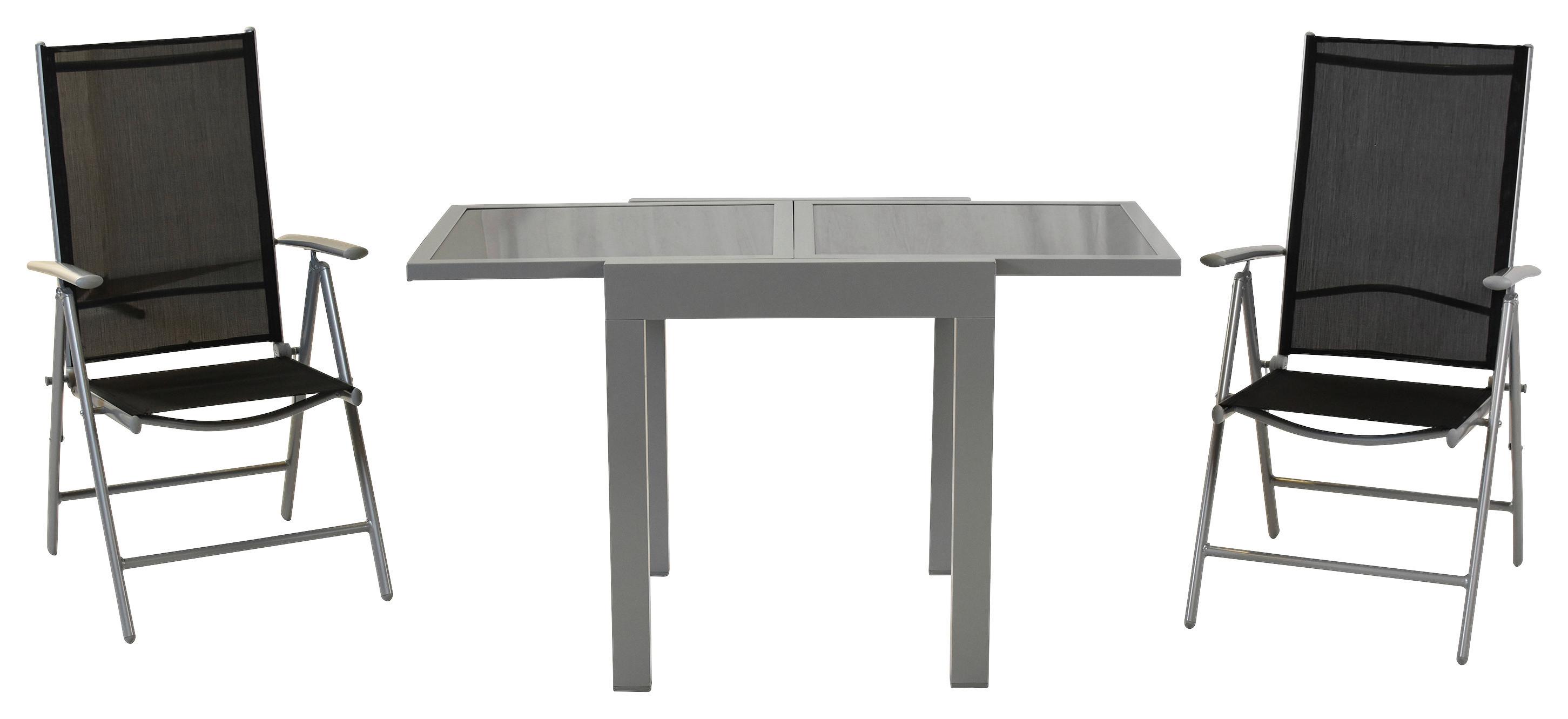 Vrtni Set Amalfi, 3-Delno, Črna - srebrne barve, Moderno, kovina/tekstil - Gardenson